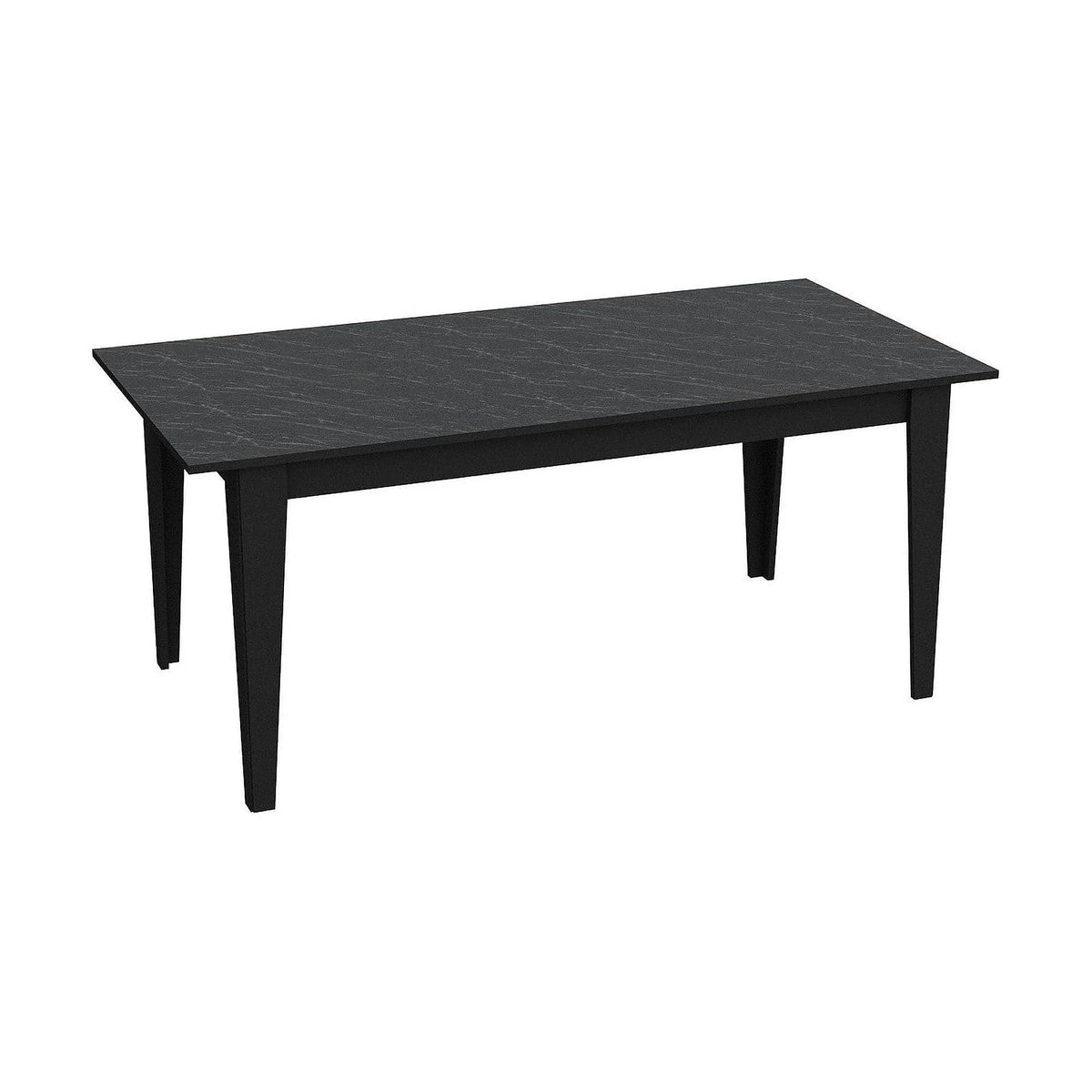 Masa POLK, negru cu efect de marmura, PAL melaminat, 180x90x77 cm