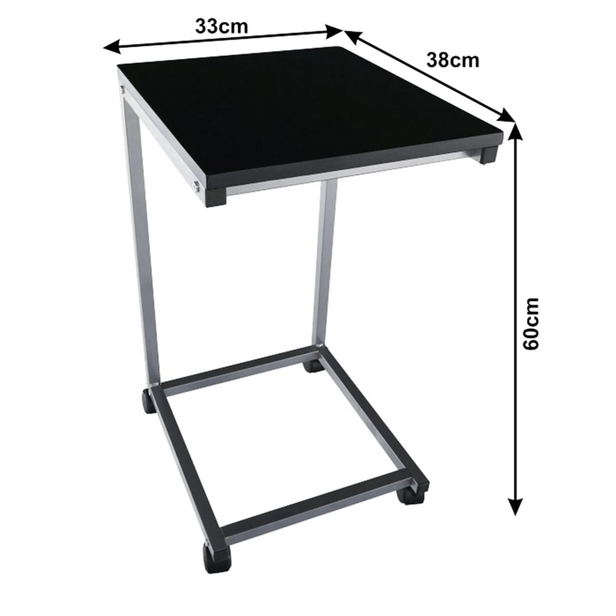 Masa portabila MANNY, negru/argintiu, 33x38x60 cm
