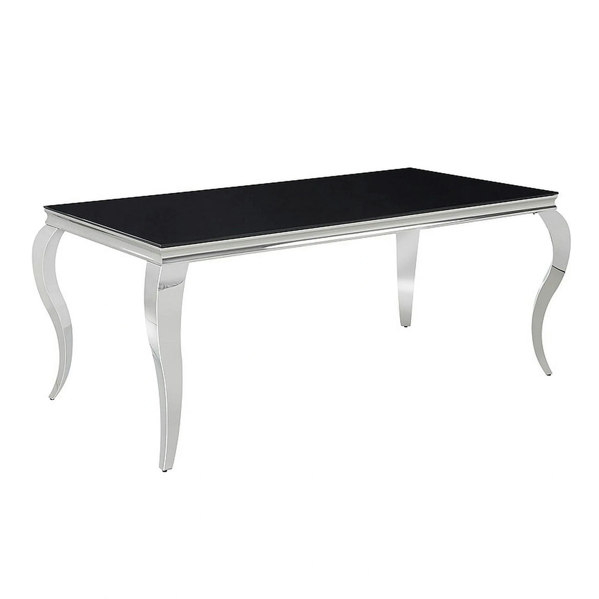 Masa PRINCE, negru/crom, sticla securizata/metal, 150x90x75 cm