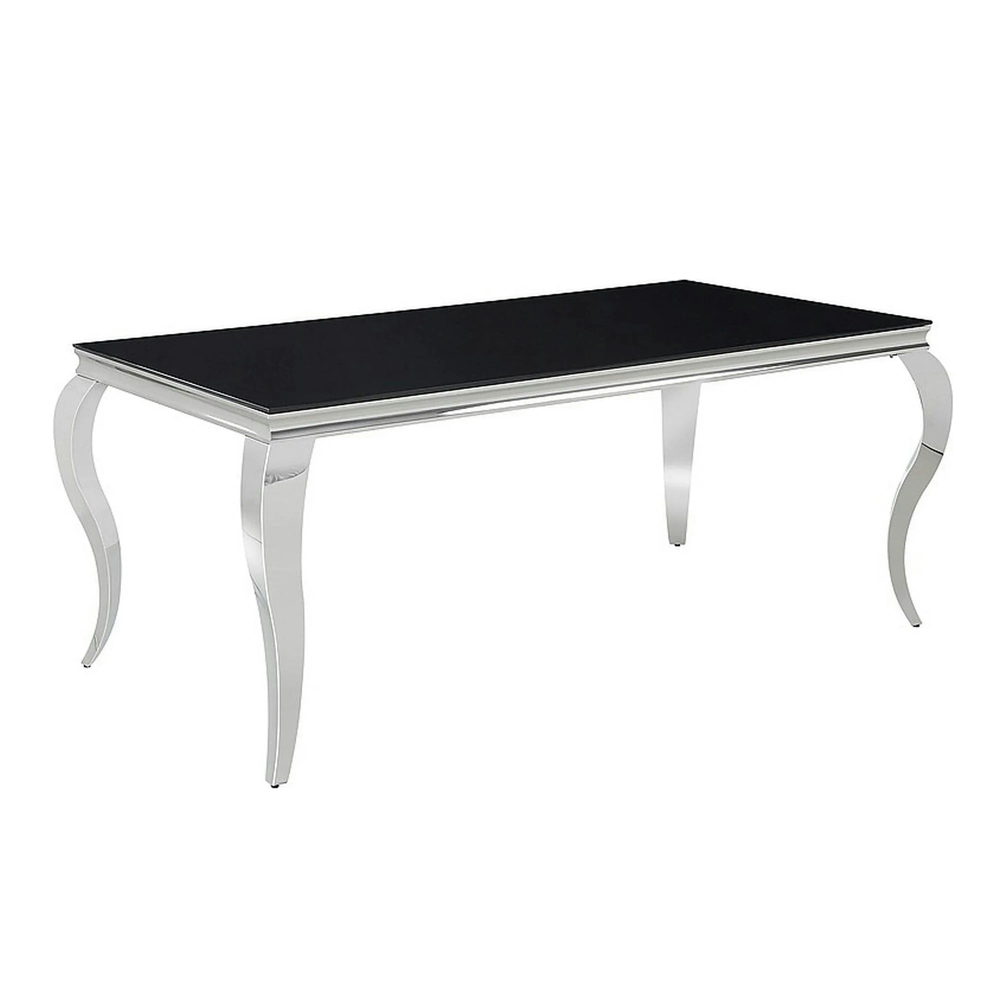 Masa PRINCE, negru/crom, sticla securizata/metal, 150x90x75 cm