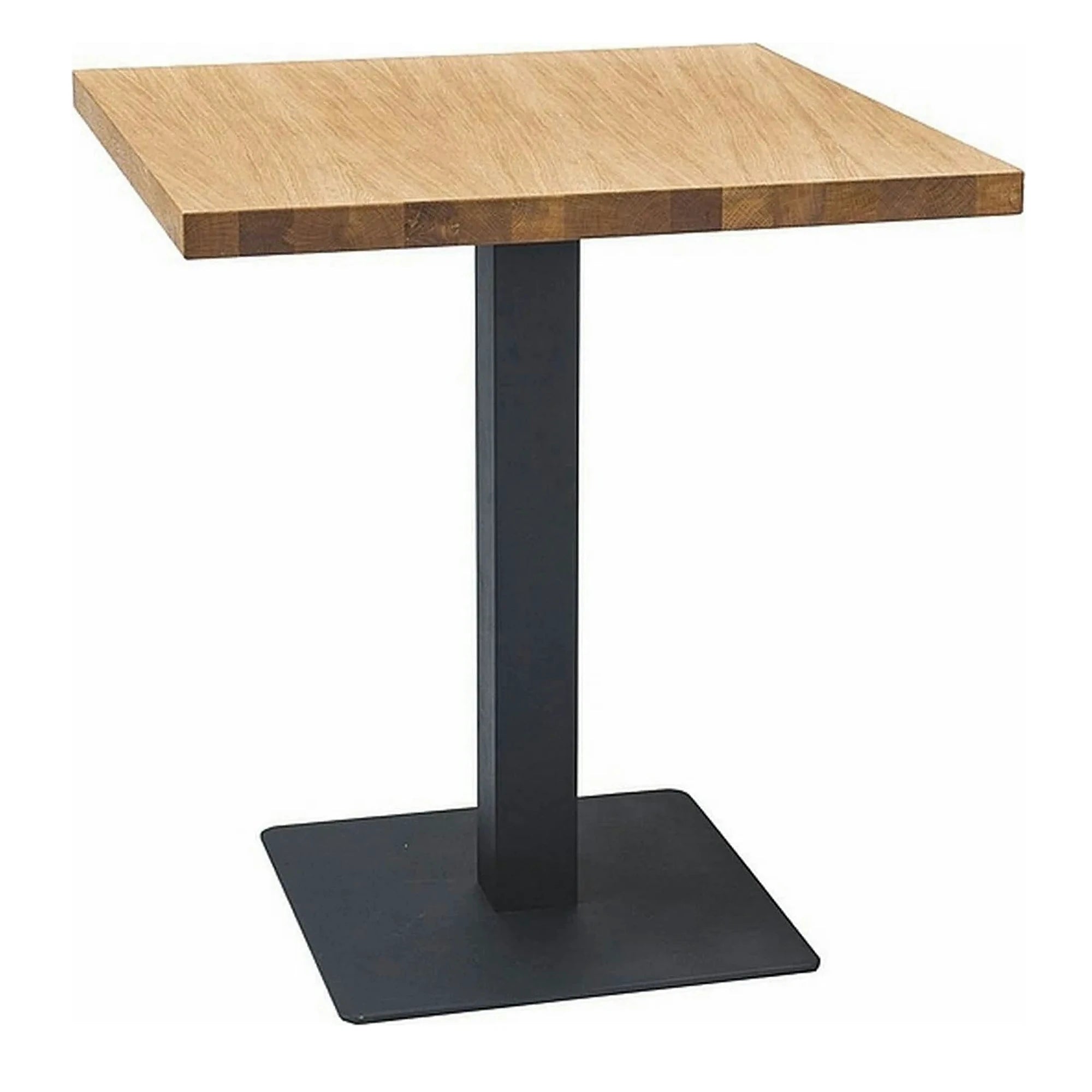 Masa PURO, stejar/negru, PAL laminat/metal, 60x60x76 cm