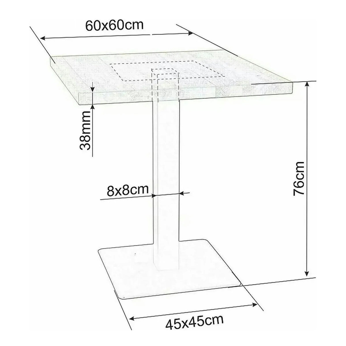 Masa PURO, stejar/negru, PAL laminat/metal, 60x60x76 cm