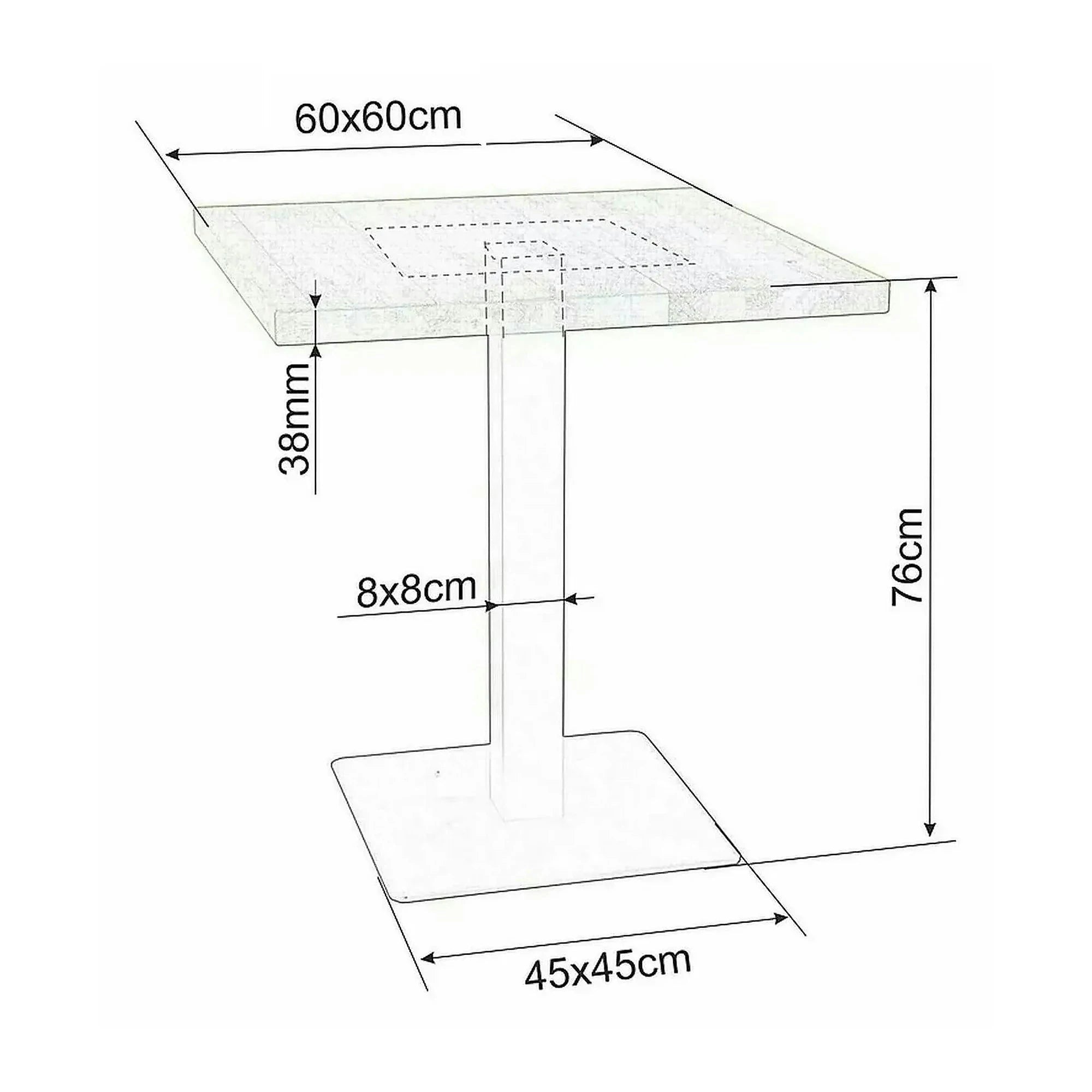 Masa PURO, stejar/negru, PAL laminat/metal, 60x60x76 cm