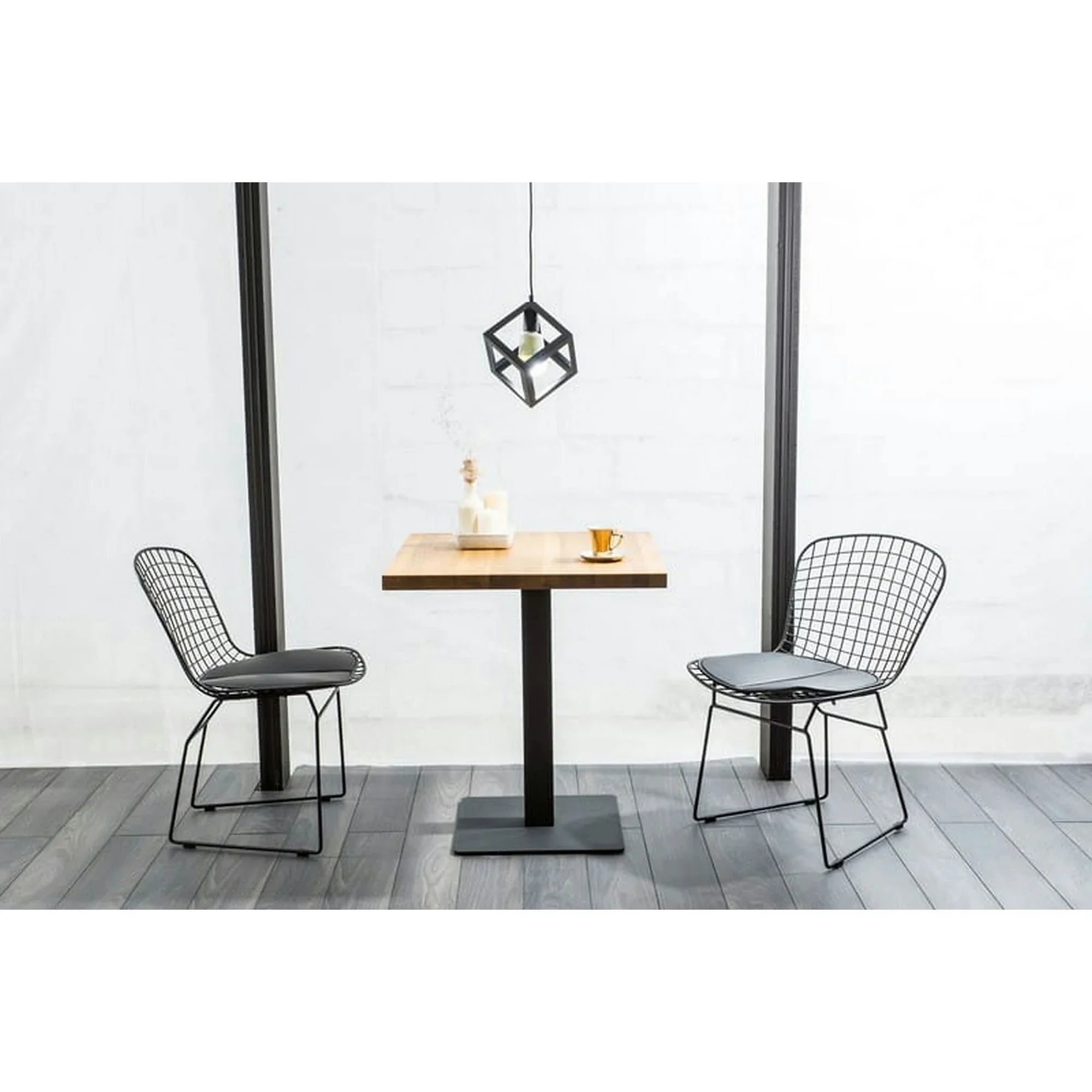 Masa PURO, stejar/negru, PAL laminat/metal, 80x80x76 cm