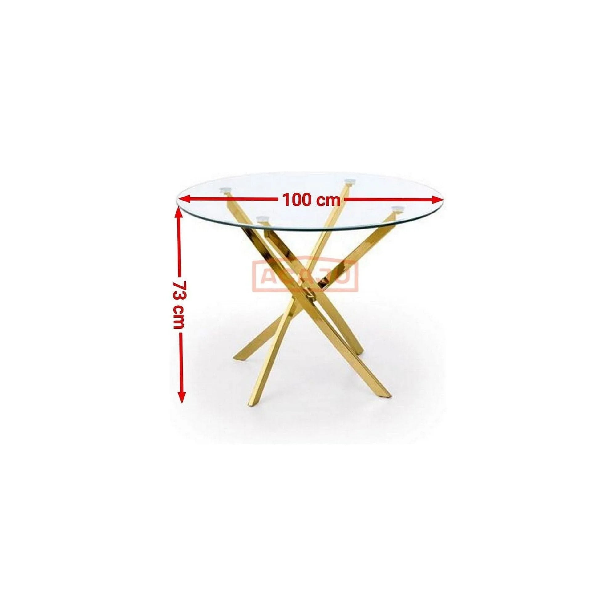 Masa RAYMOND, auriu, sticla/otel, 100x73 cm