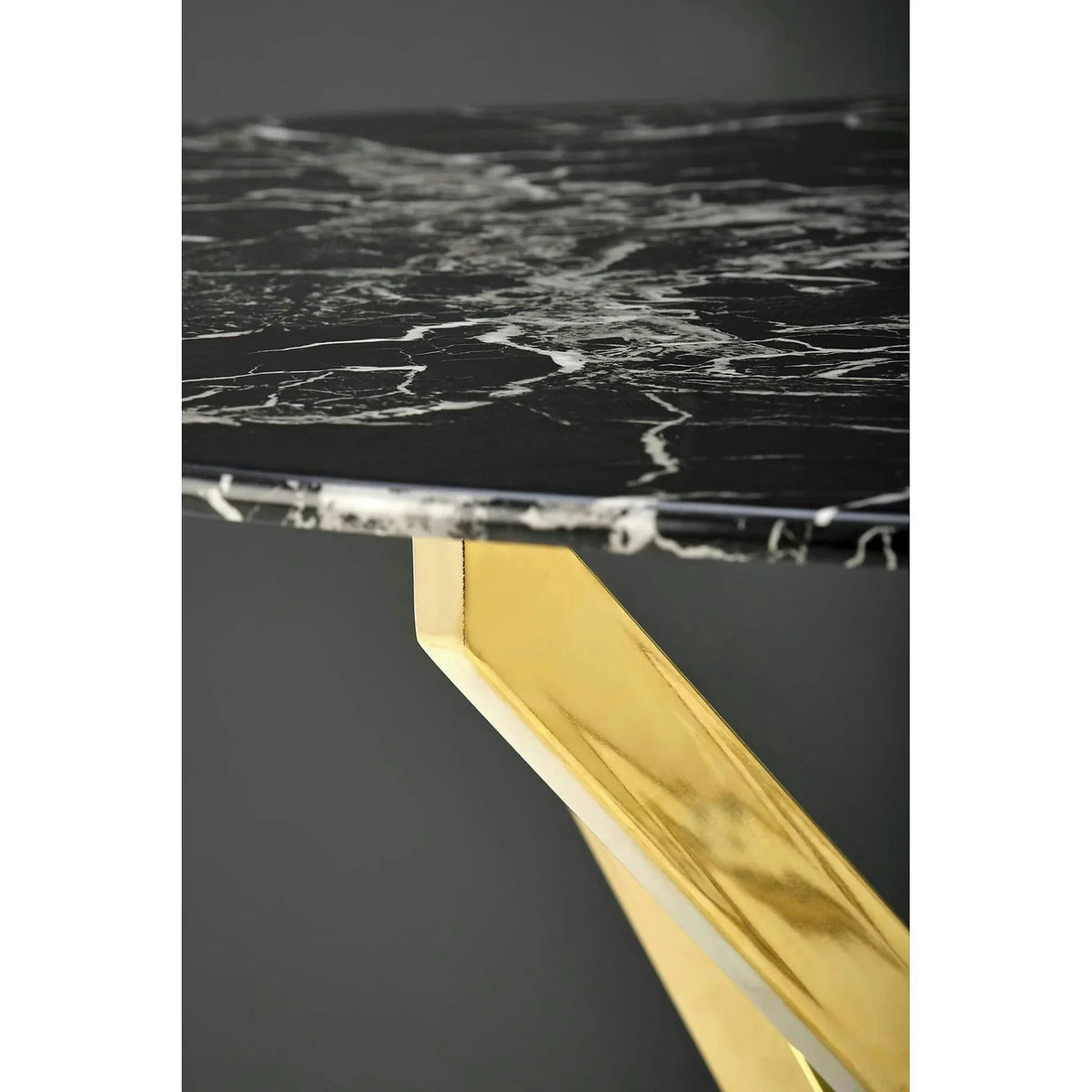 Masa RAYMOND, negru/auriu, sticla/otel, 100x73 cm