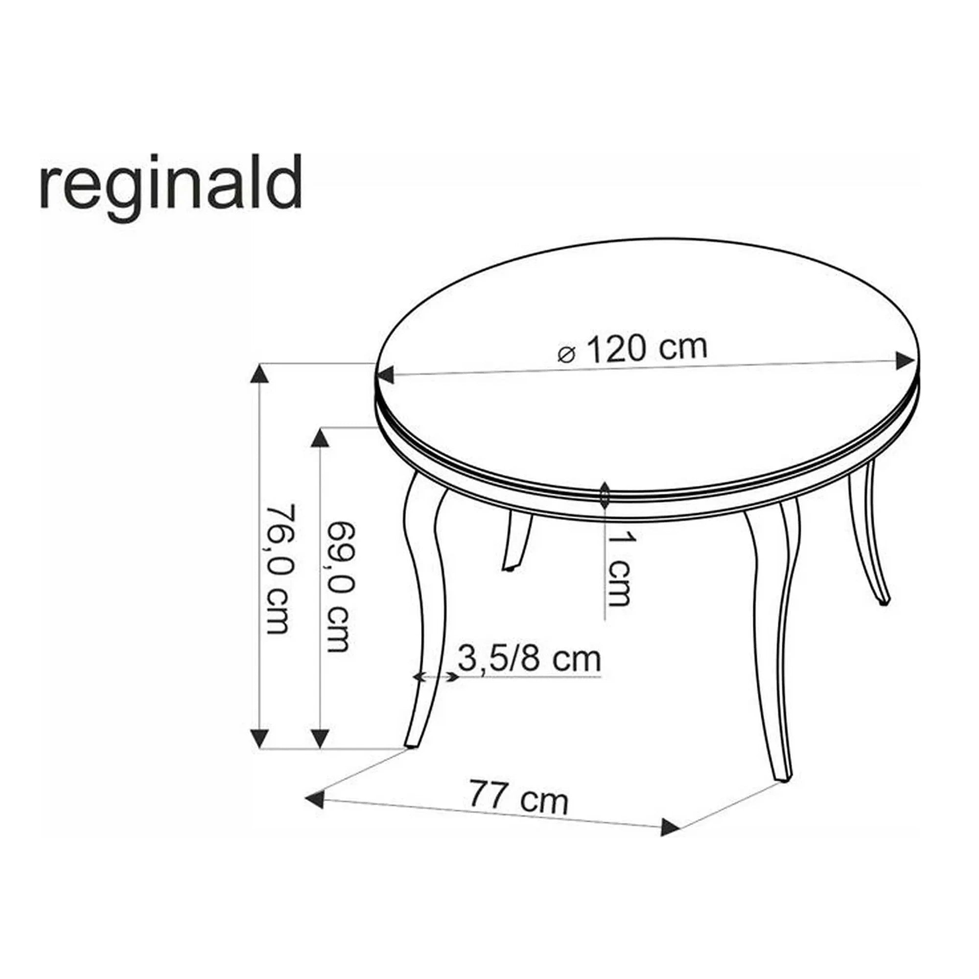 Masa REGINALD 2, negru/auriu, sticla/metal, 120x120x76 cm