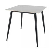 Masa RION, alb cu efect de marmura/negru, ceramica/metal, 80x80x76 cm