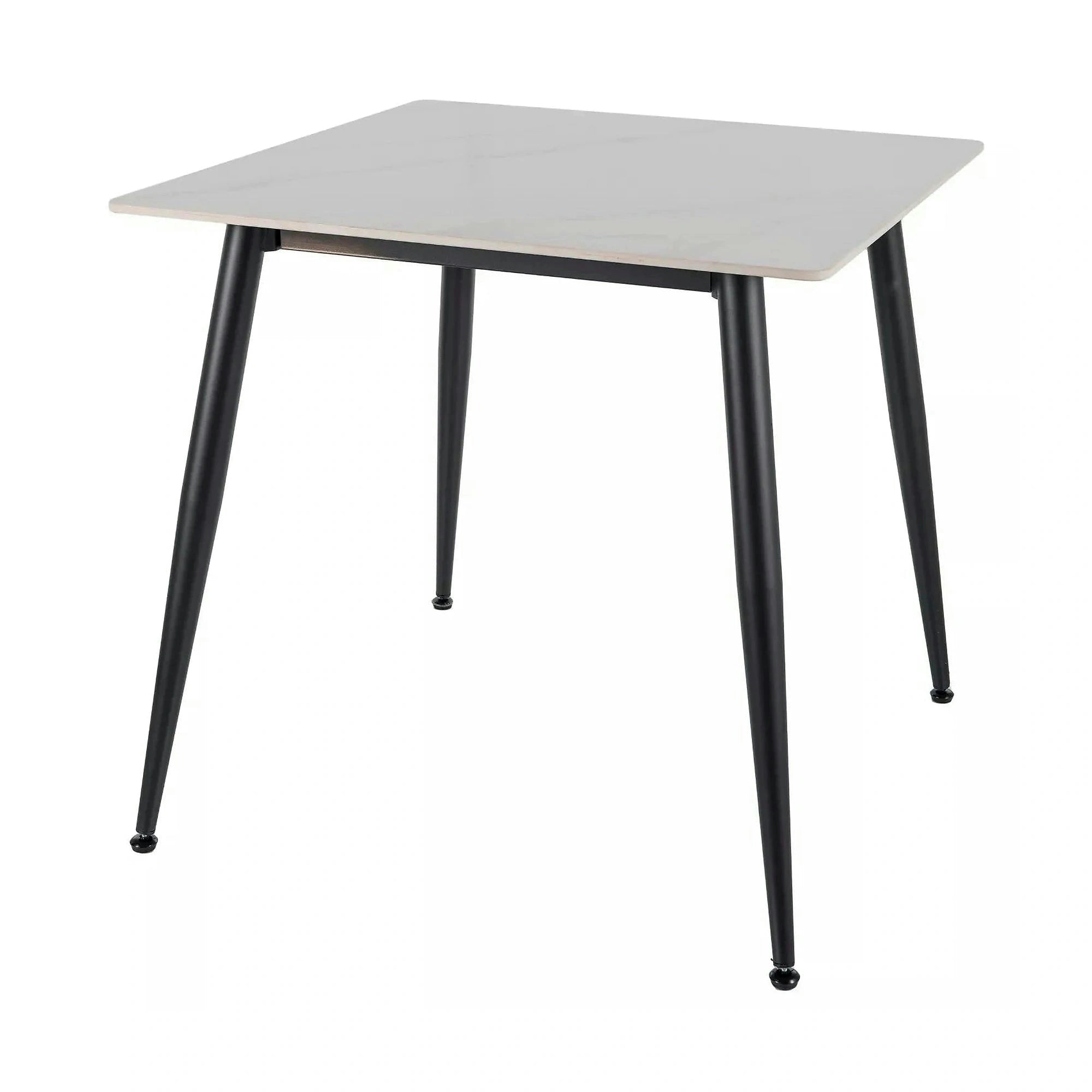 Masa RION, alb cu efect de marmura/negru, ceramica/metal, 80x80x76 cm