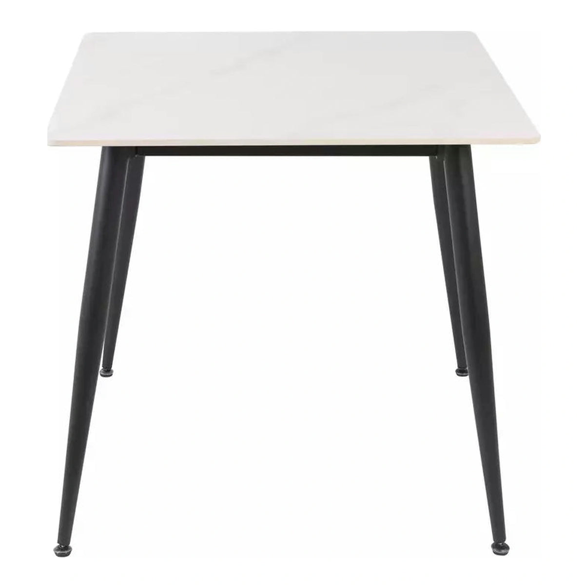 Masa RION, alb cu efect de marmura/negru, ceramica/metal, 80x80x76 cm