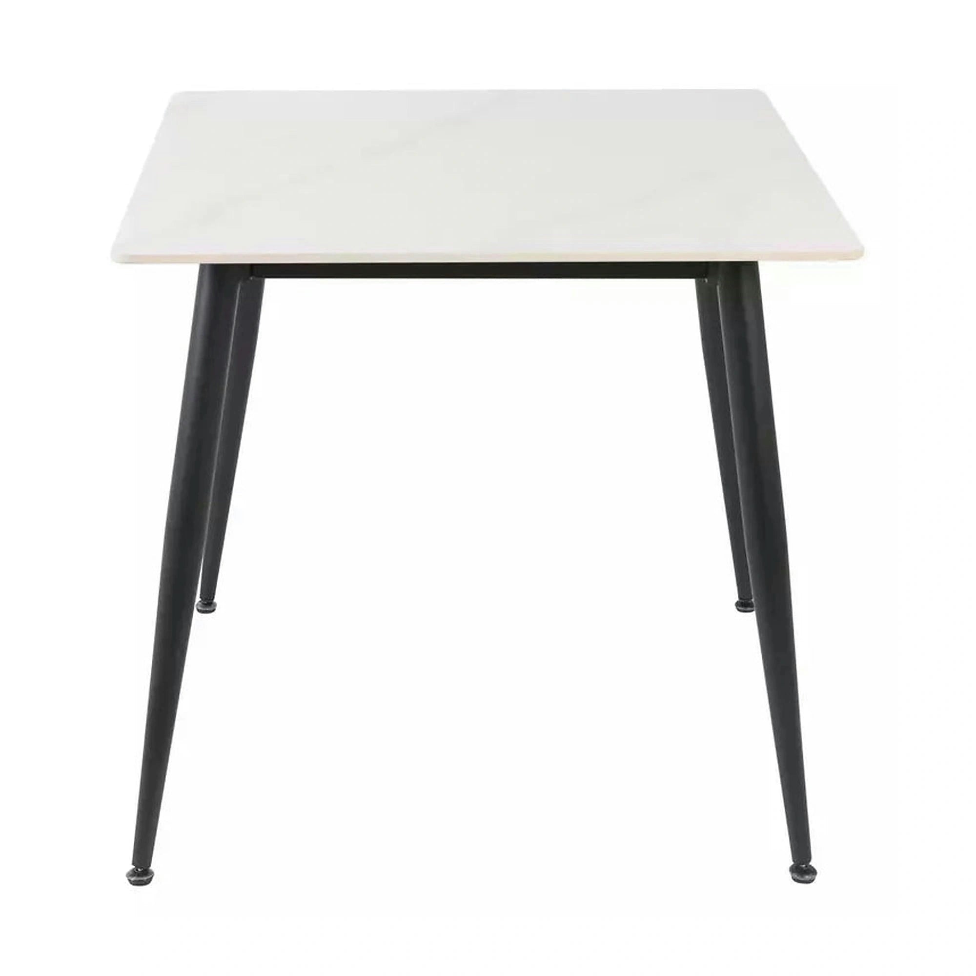 Masa RION, alb cu efect de marmura/negru, ceramica/metal, 80x80x76 cm