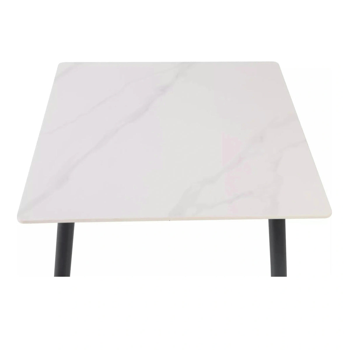 Masa RION, alb cu efect de marmura/negru, ceramica/metal, 80x80x76 cm