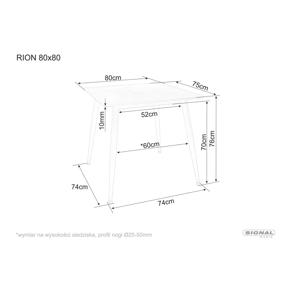 Masa RION, alb cu efect de marmura/negru, ceramica/metal, 80x80x76 cm