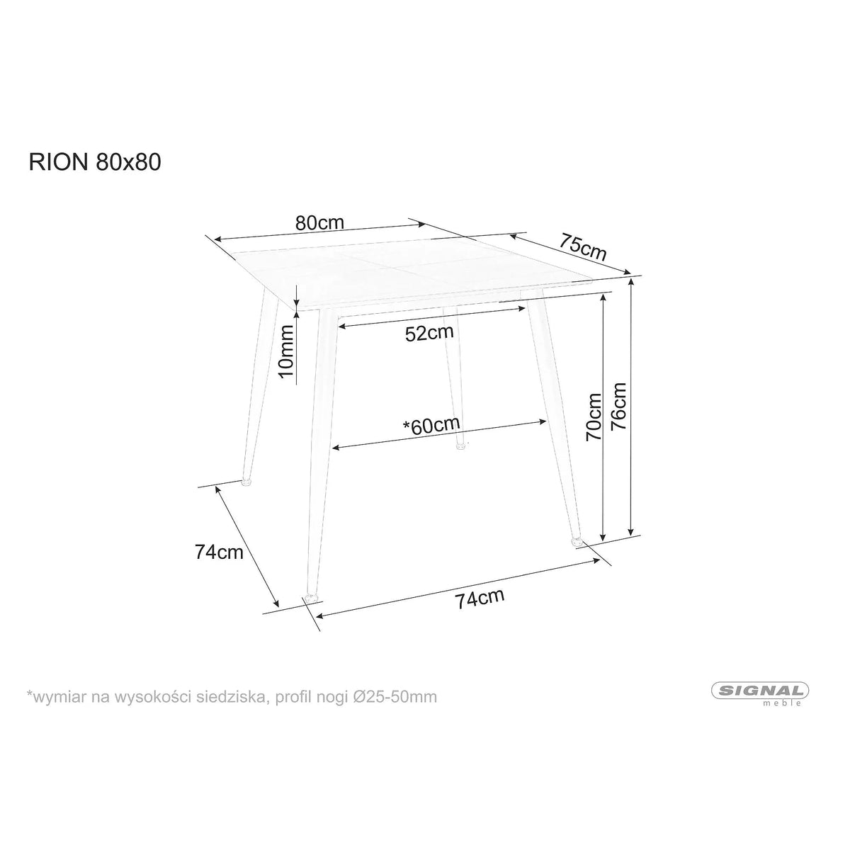 Masa RION, alb cu efect de marmura/negru, ceramica/metal, 80x80x76 cm