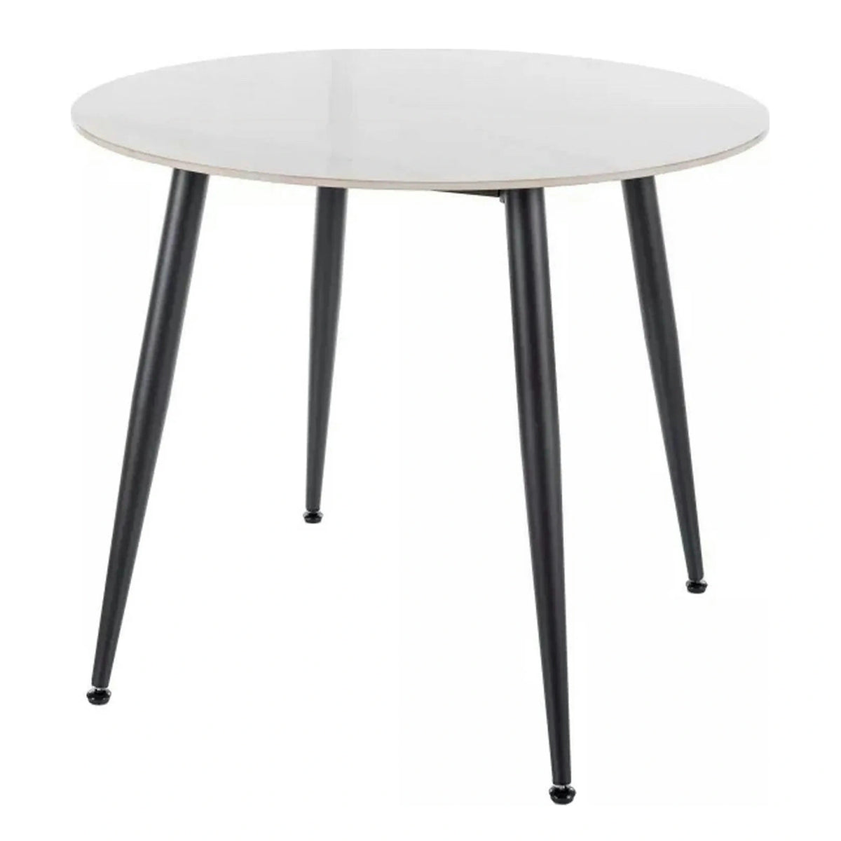 Masa RION, alb cu efect de marmura/negru, ceramica/metal, 90x90x76 cm