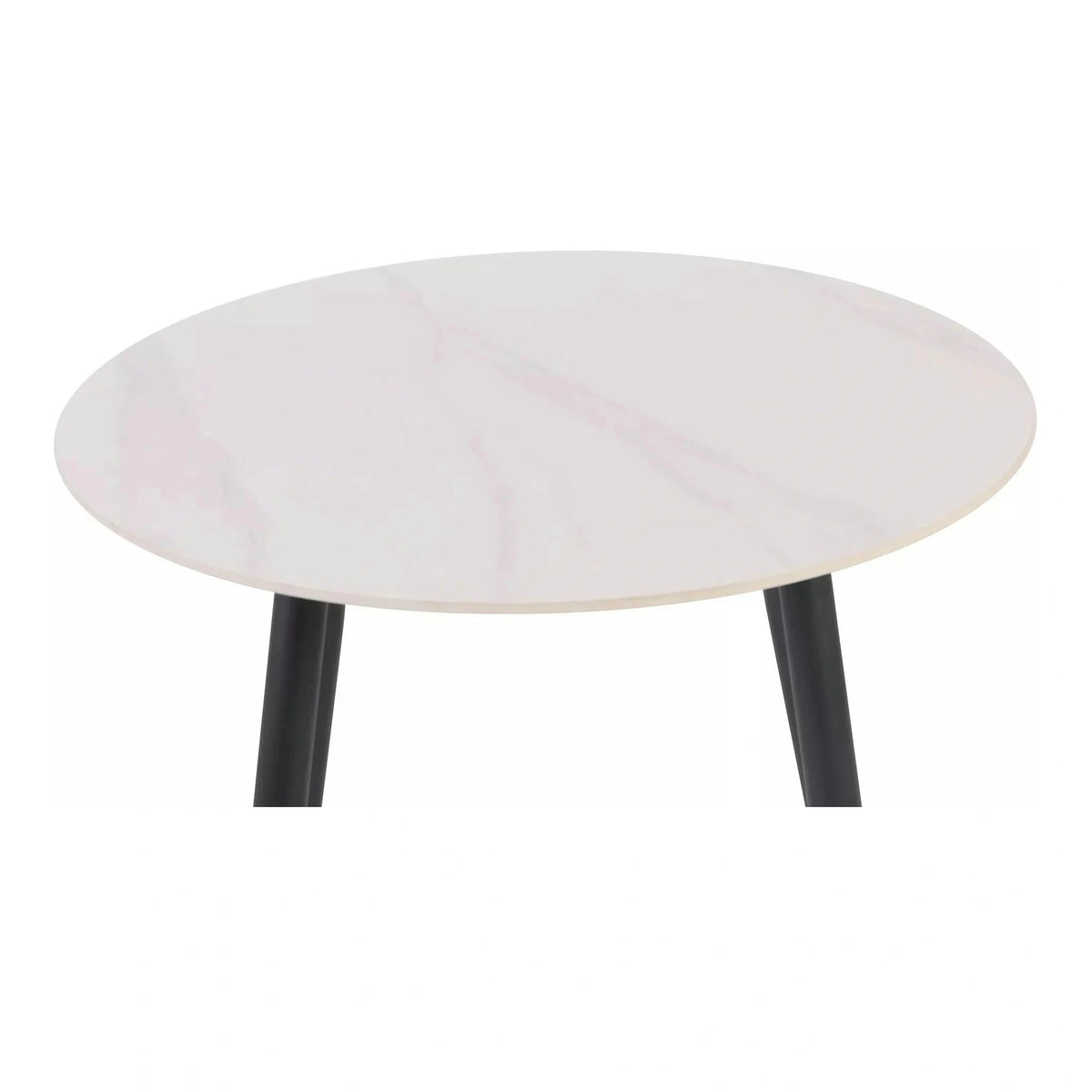 Masa RION, alb cu efect de marmura/negru, ceramica/metal, 90x90x76 cm