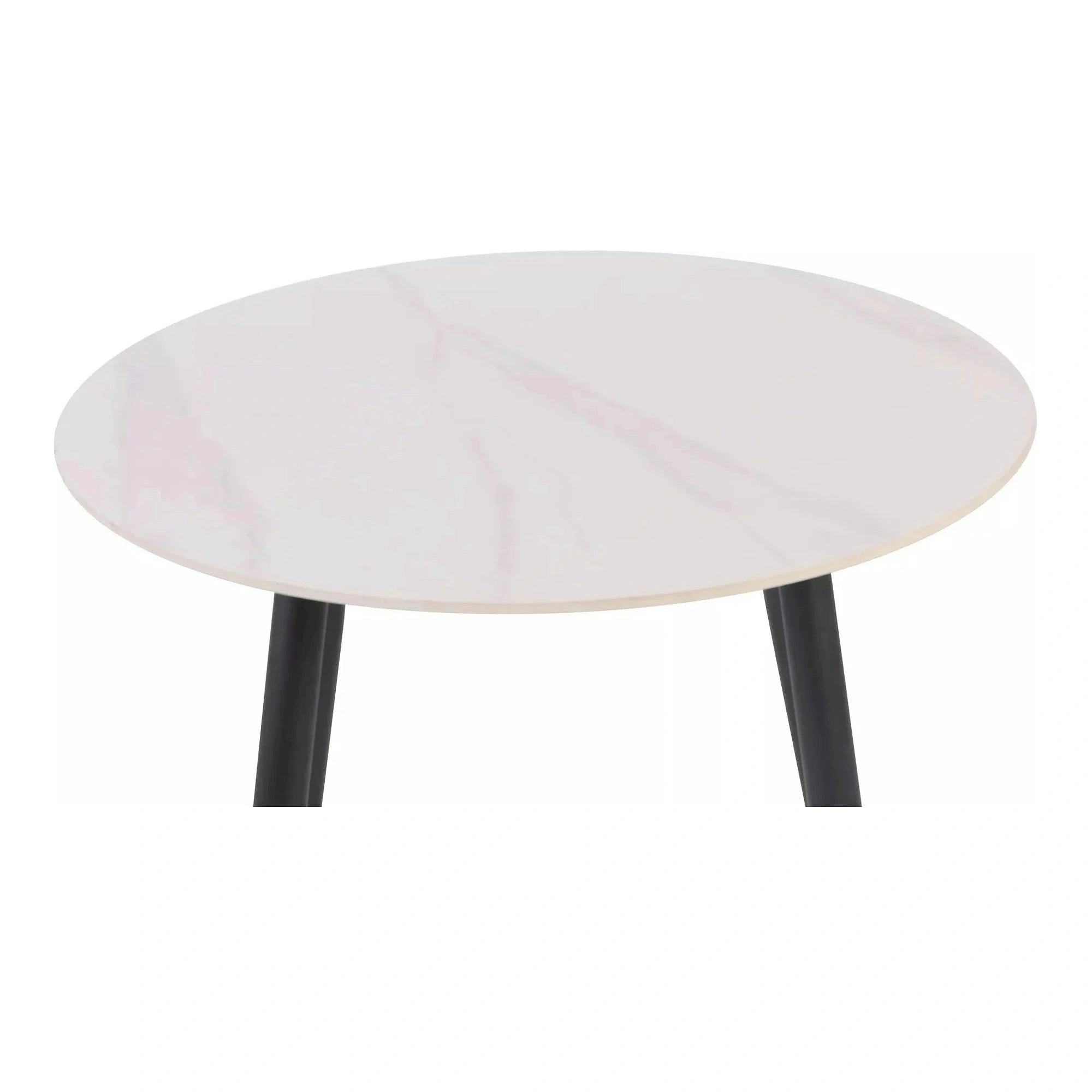 Masa RION, alb cu efect de marmura/negru, ceramica/metal, 90x90x76 cm