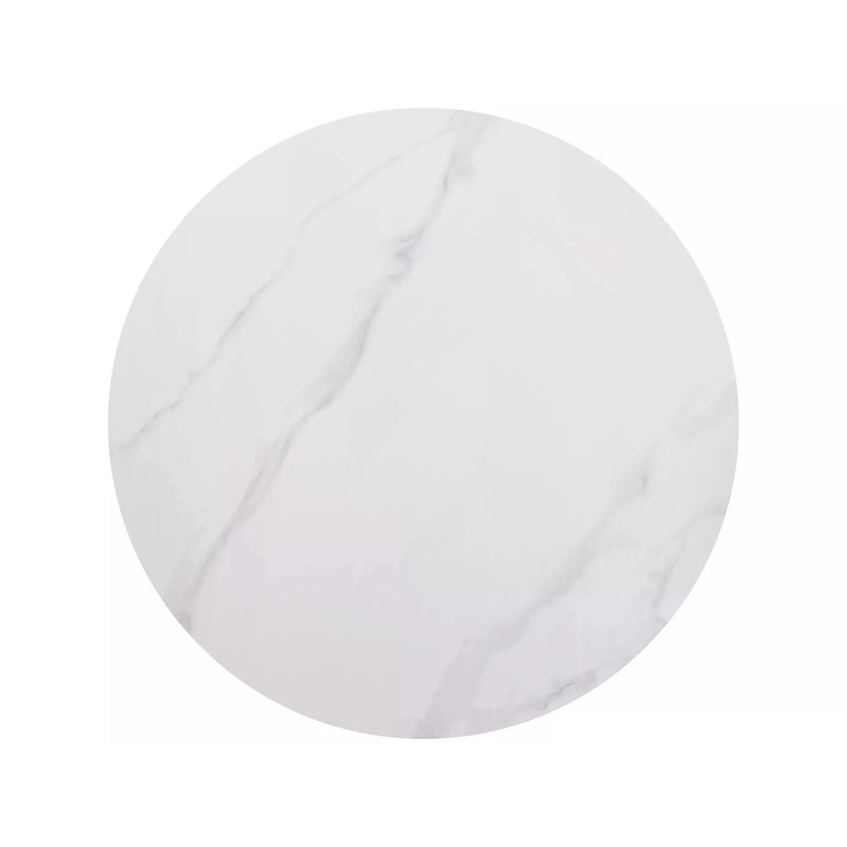 Masa RION, alb cu efect de marmura/negru, ceramica/metal, 90x90x76 cm