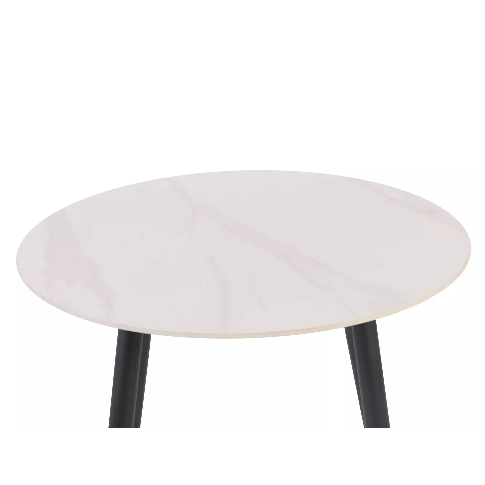 Masa RION, alb cu efect de marmura/negru, ceramica/metal, 90x90x76 cm