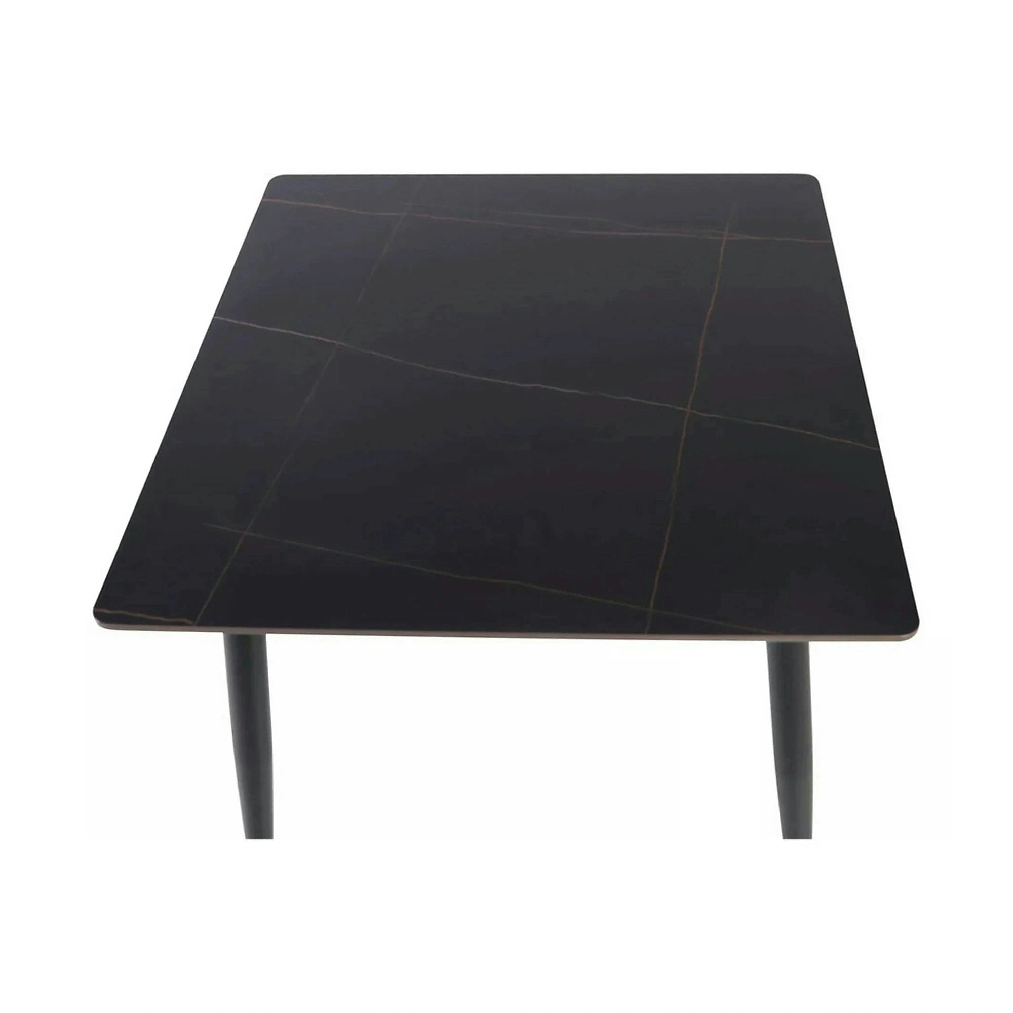 Masa RION, negru cu efect de marmura, ceramica/metal, 130x70x76 cm