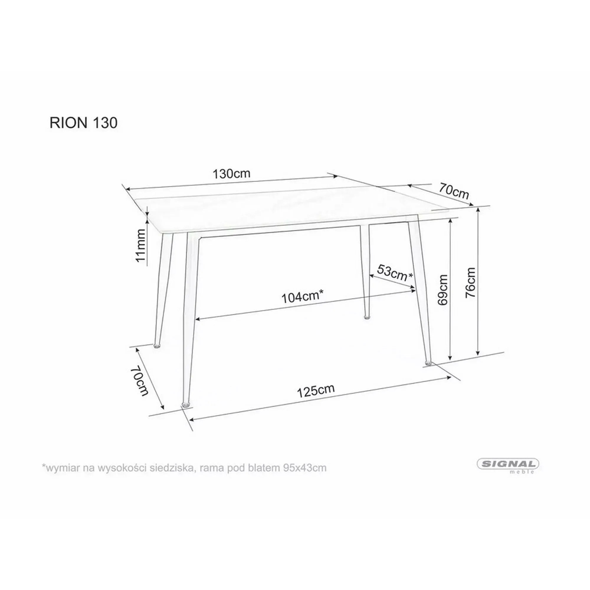 Masa RION, negru cu efect de marmura, ceramica/metal, 130x70x76 cm