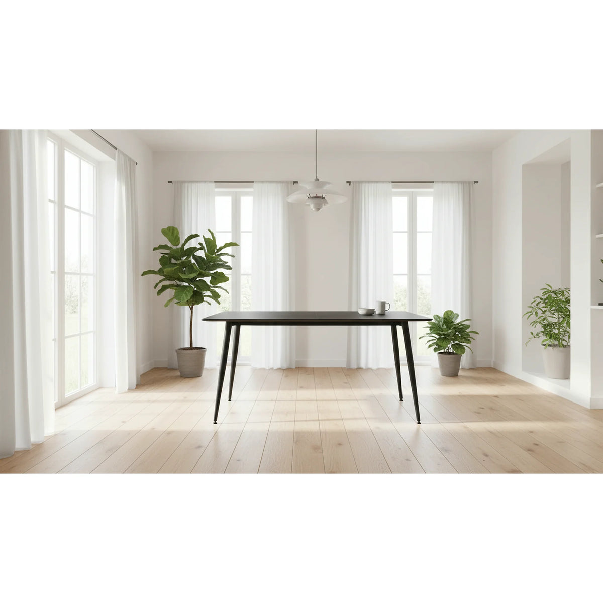 Masa RION, negru cu efect de marmura, ceramica/metal, 160x90x76 cm