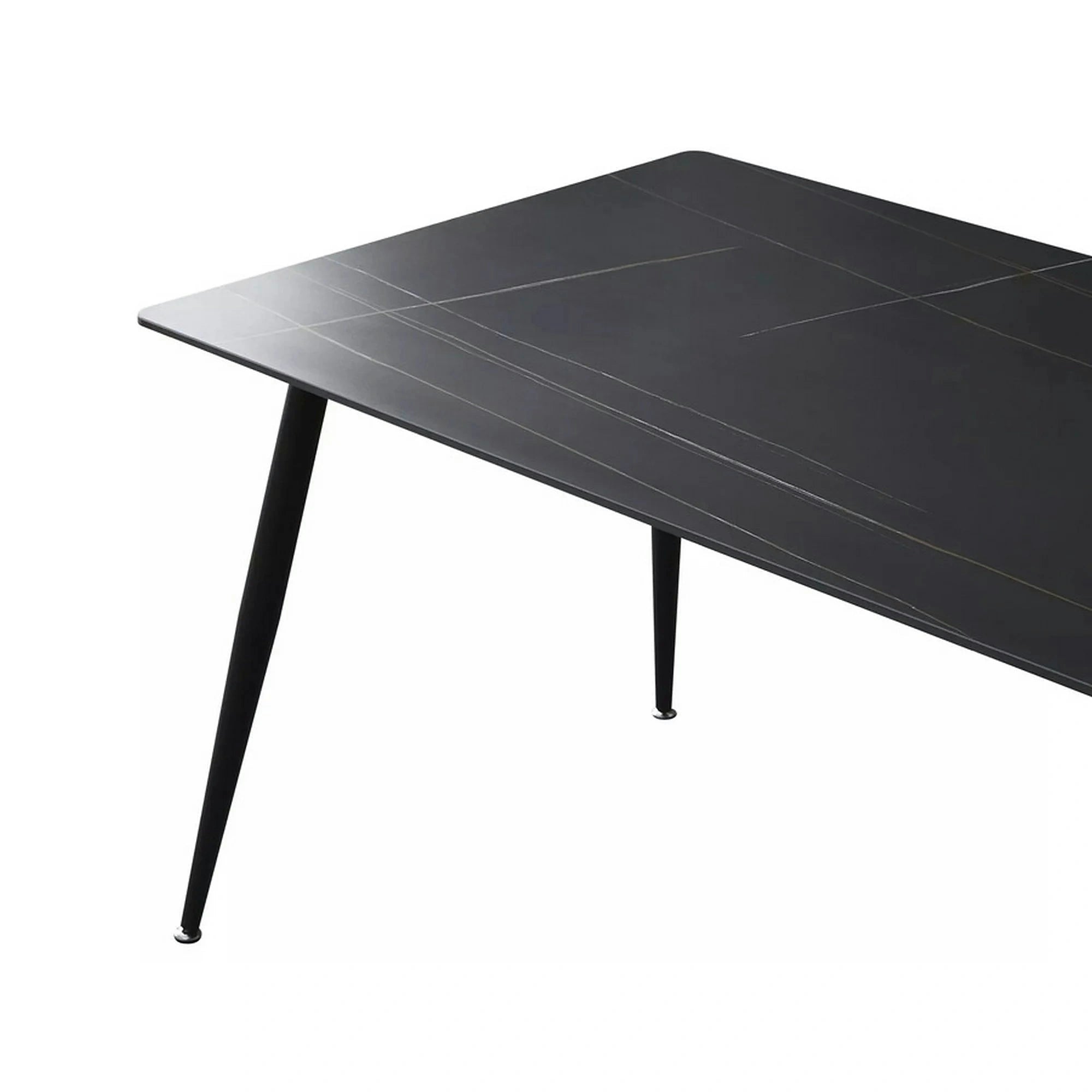 Masa RION, negru cu efect de marmura, ceramica/metal, 160x90x76 cm