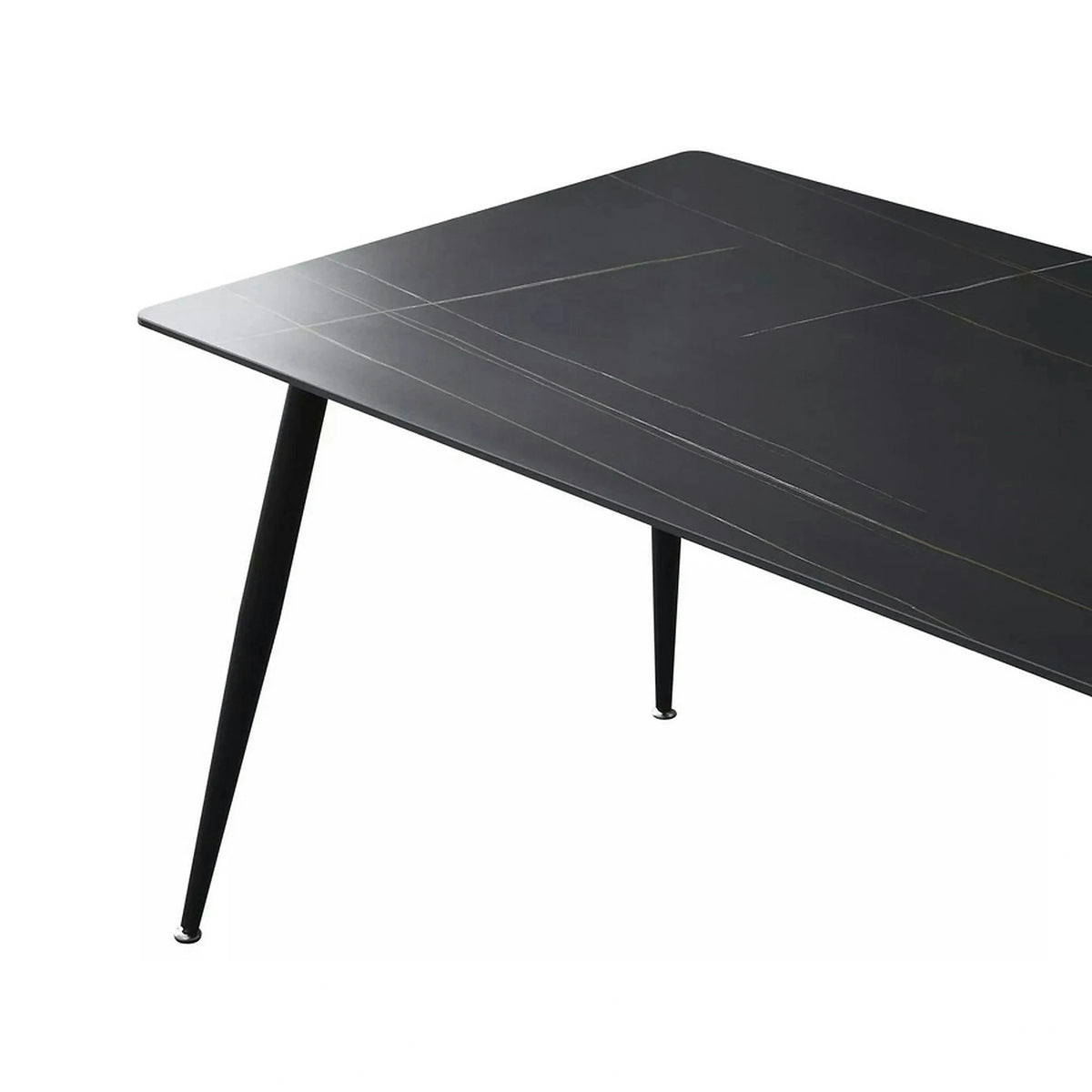 Masa RION, negru cu efect de marmura, ceramica/metal, 160x90x76 cm