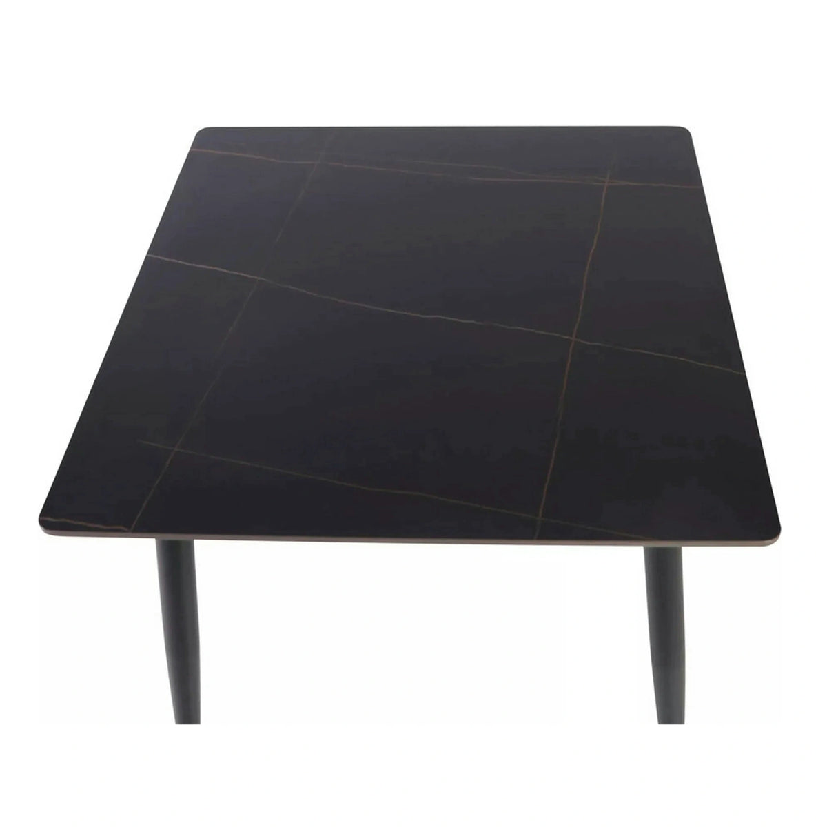 Masa RION, negru cu efect de marmura, ceramica/metal, 160x90x76 cm