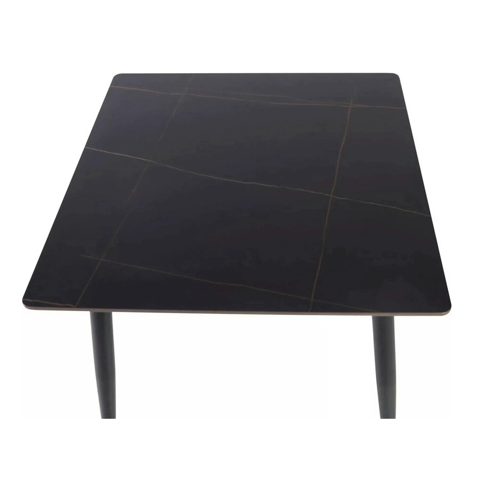 Masa RION, negru cu efect de marmura, ceramica/metal, 160x90x76 cm