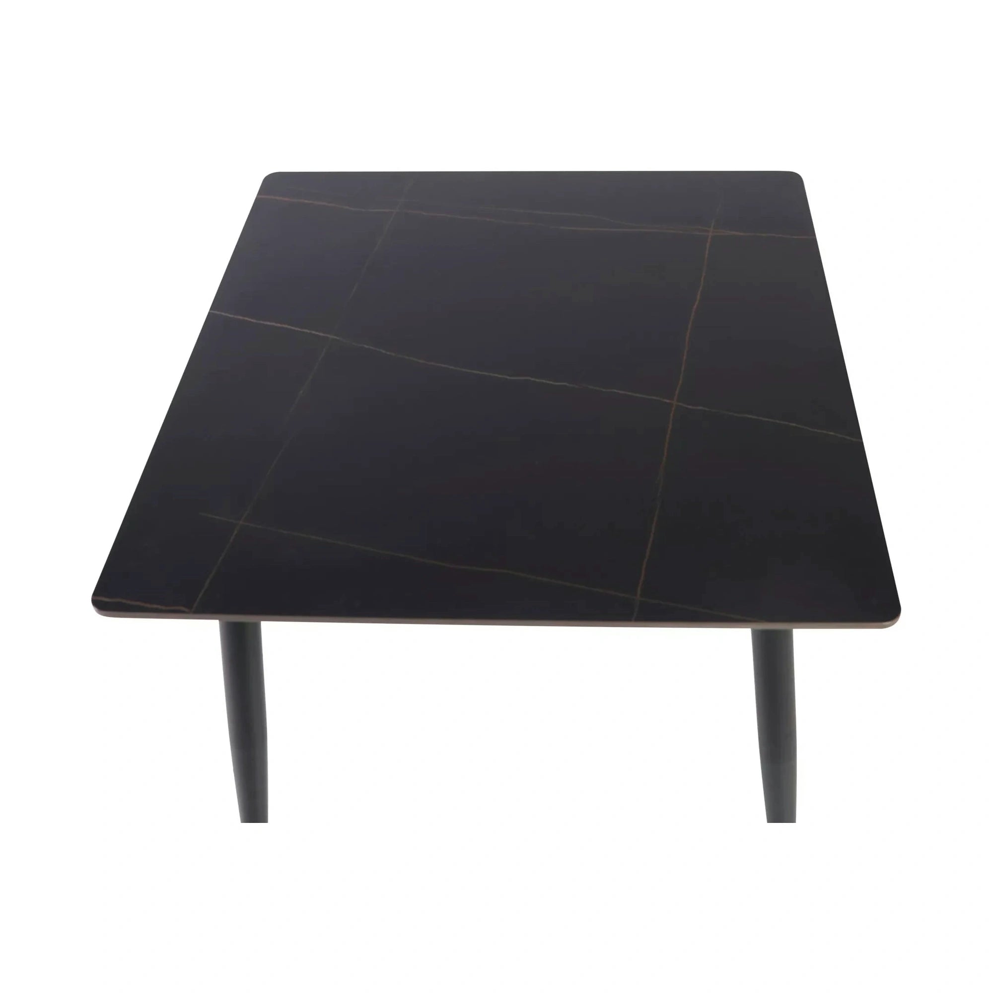 Masa RION, negru mat cu efect de marmura, ceramica/metal, 80x80x76 cm