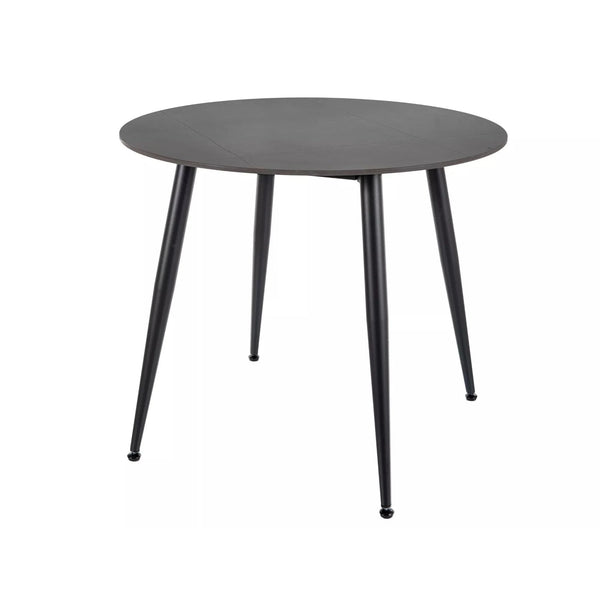 Masa RION, negru mat cu efect de marmura, ceramica/metal, 90x90x76 cm