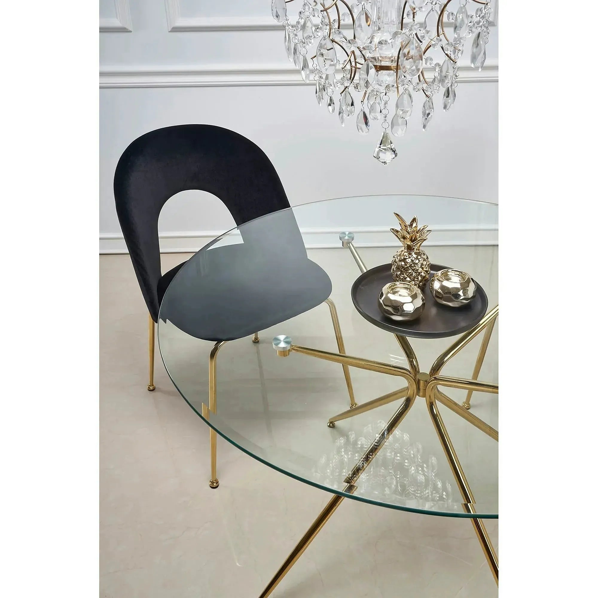 Masa RONDO, sticla/otel, 110x110x74 cm