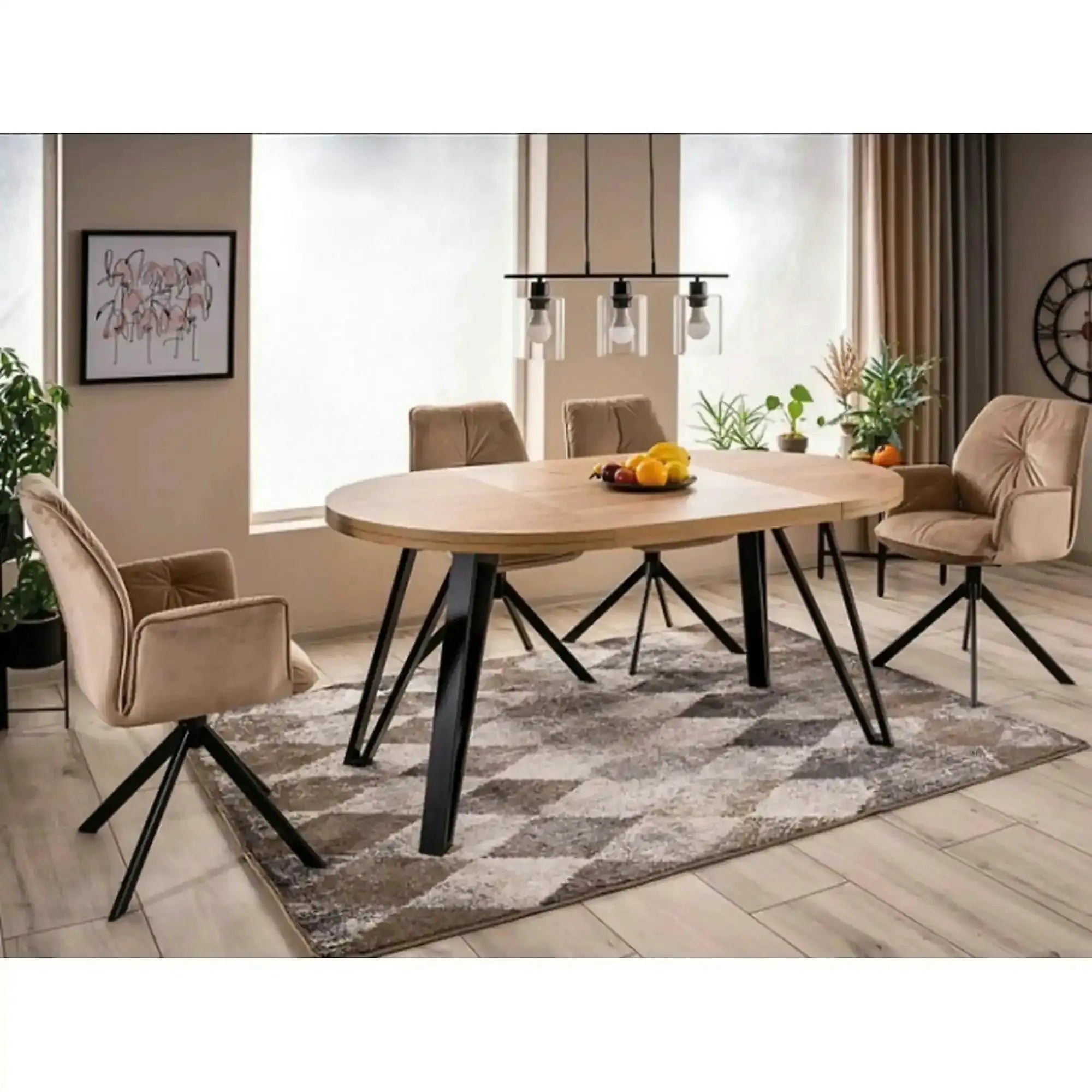 Masa rotunda 100 GALAXY, stejar artisan/negru, PAL laminat/metal
