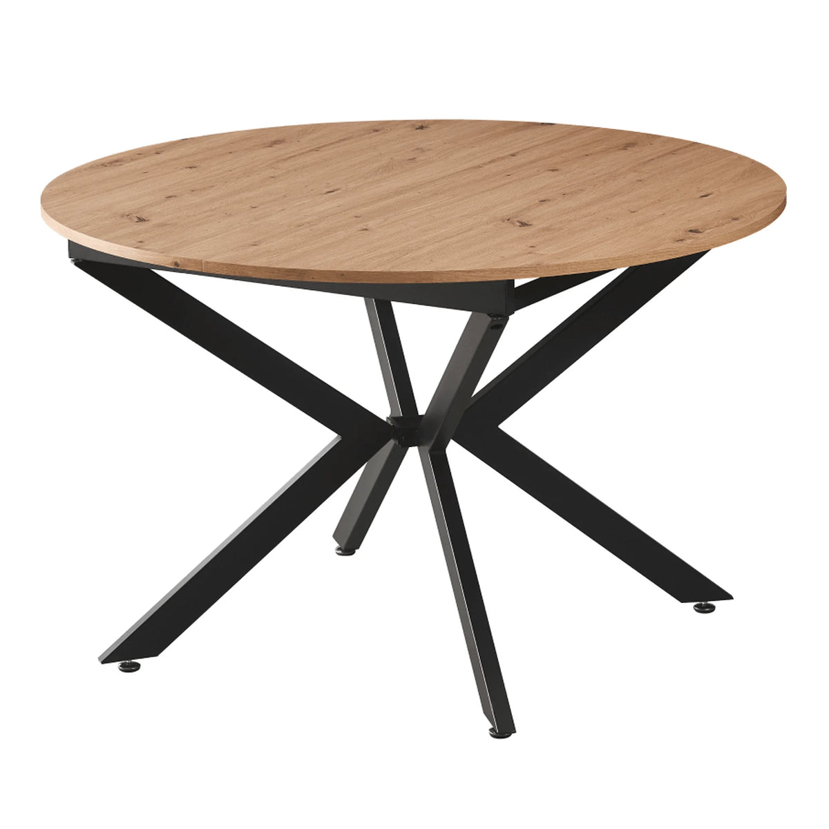 Masa rotunda bucatarie extensibila ABERO TIP 2, stejar artisan/negru, 120/160x120x75 cm