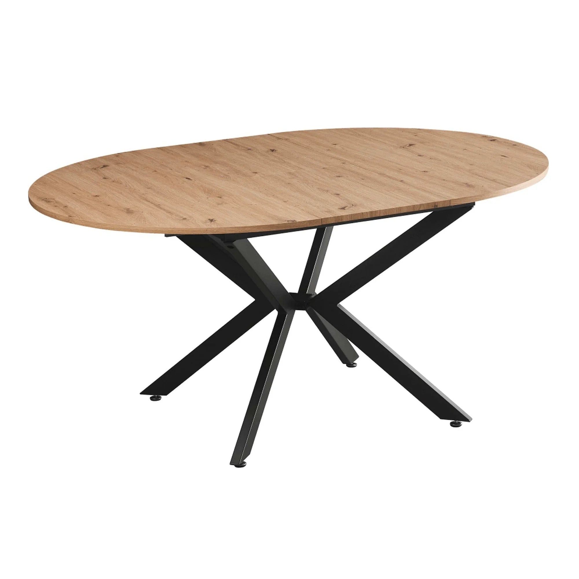 Masa rotunda bucatarie extensibila ABERO TIP 2, stejar artisan/negru, 120/160x120x75 cm