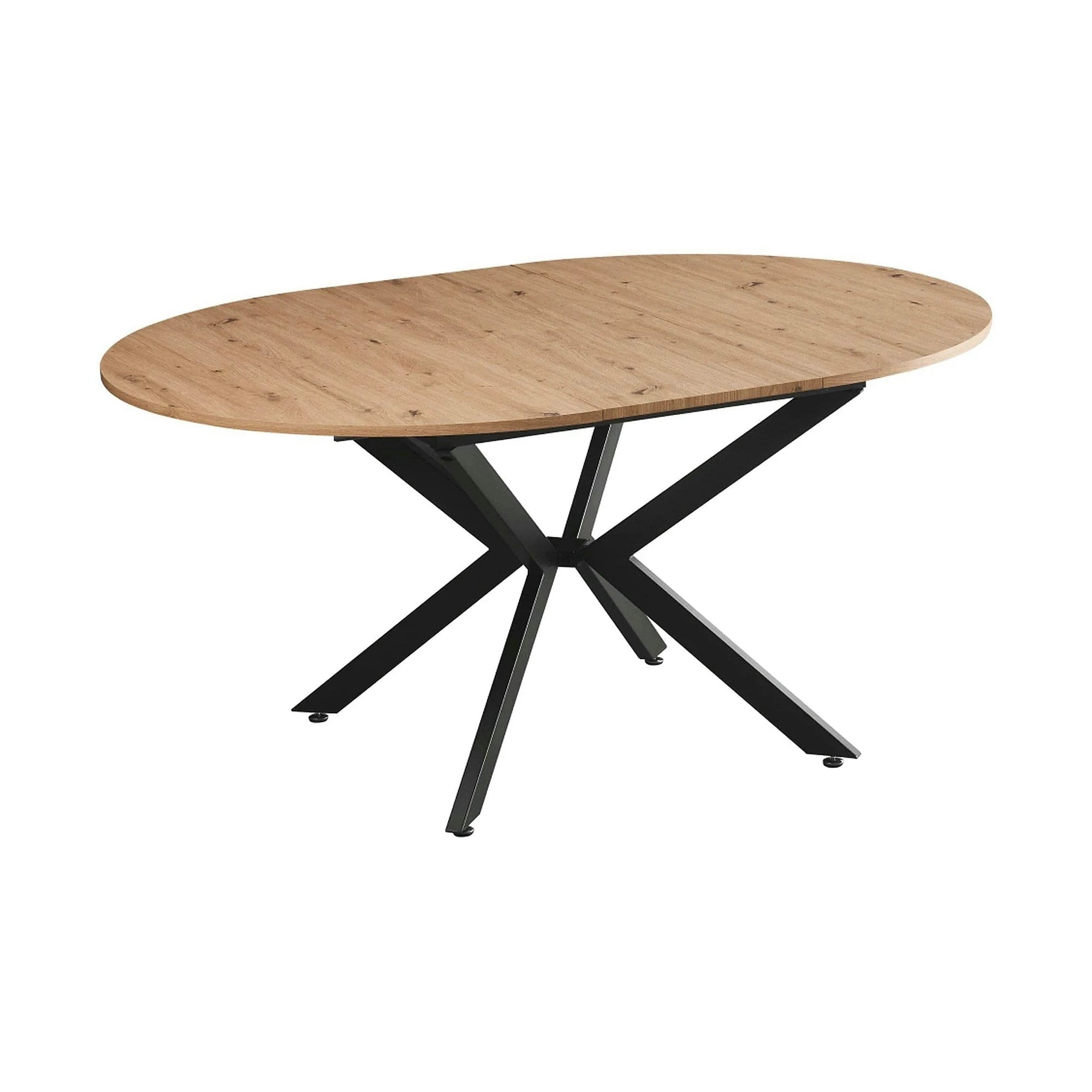 Masa rotunda bucatarie extensibila ABERO TIP 2, stejar artisan/negru, 120/160x120x75 cm