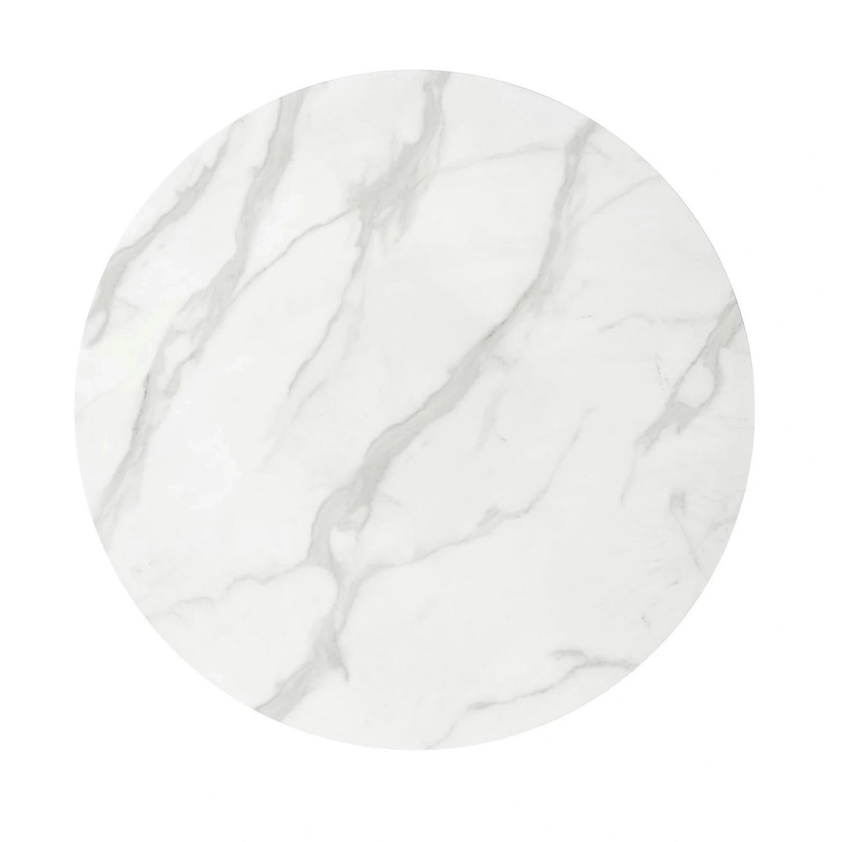 Masa rotunda cu blat de sticla CASEMIRO, alb cu efect de marmura/auriu, 90x90x75 cm