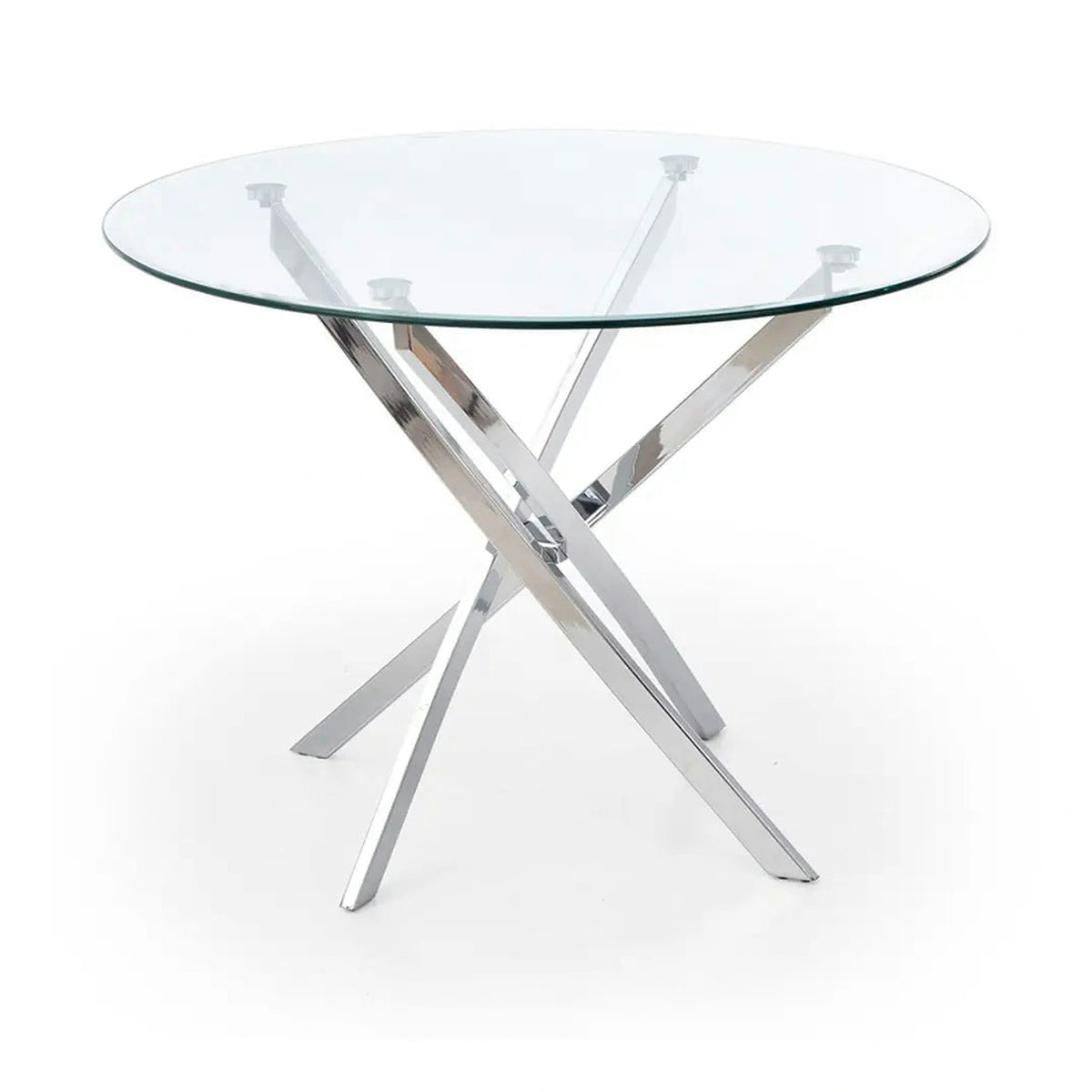 Masa rotunda de sticla RAYMOND, argintiu, sticla/otel, 100x73 cm