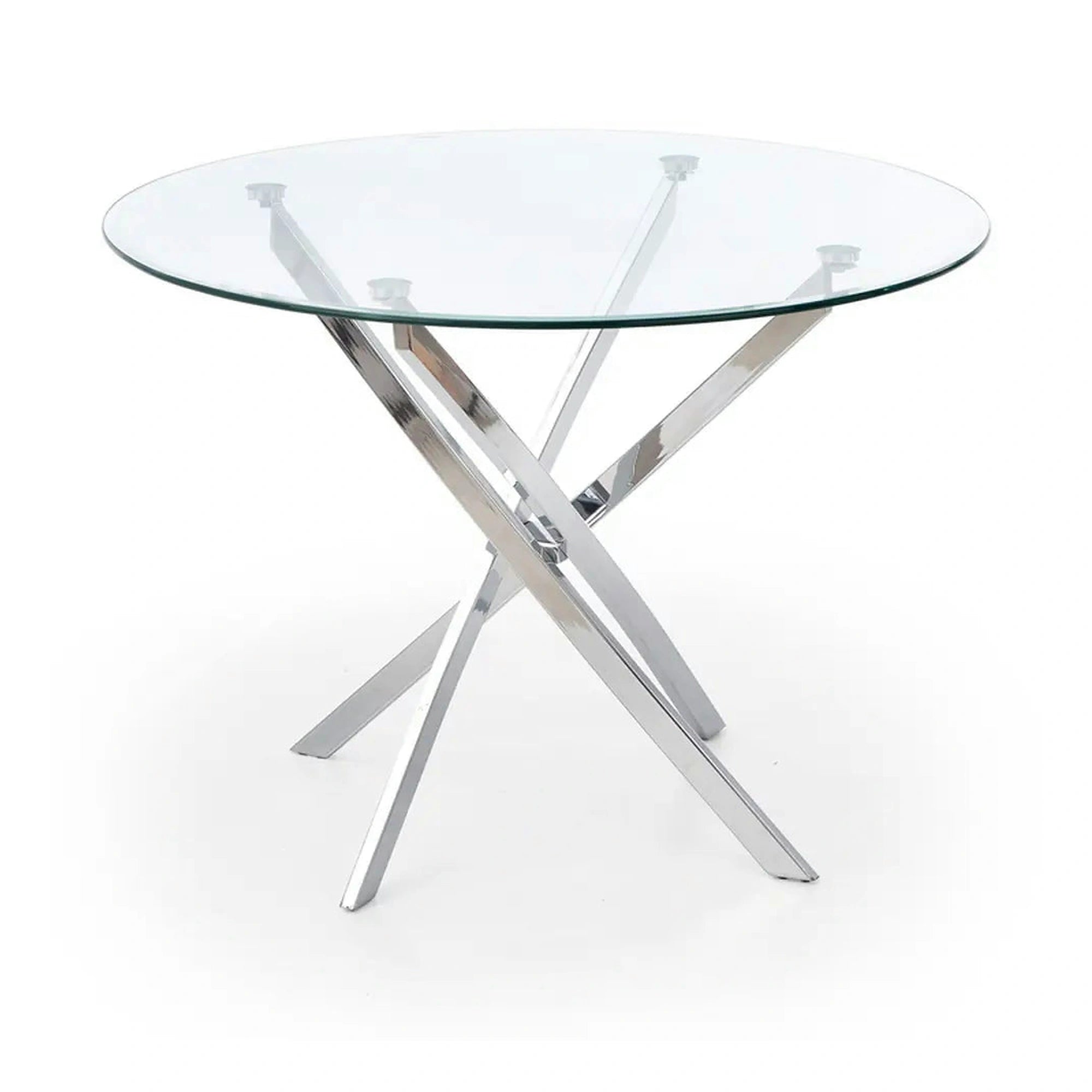 Masa rotunda de sticla RAYMOND, argintiu, sticla/otel, 100x73 cm