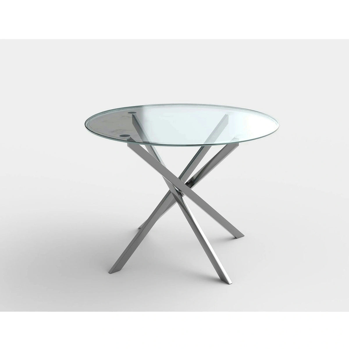 Masa rotunda de sticla RAYMOND, argintiu, sticla/otel, 100x73 cm