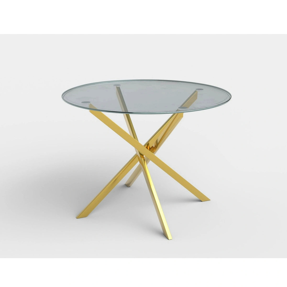 Masa rotunda de sticla RAYMOND, auriu, 100x73 cm