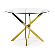 Masa rotunda de sticla RAYMOND, auriu, 100x73 cm