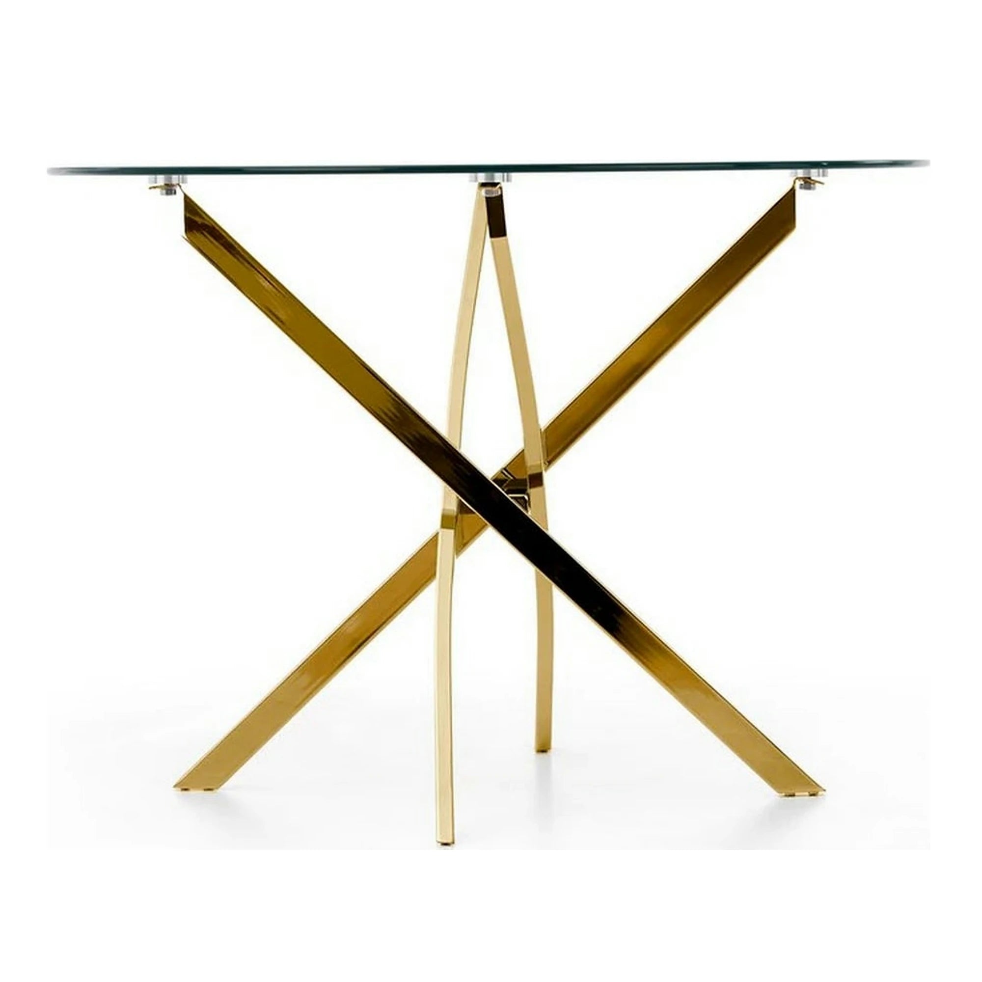 Masa rotunda de sticla RAYMOND, auriu, 100x73 cm