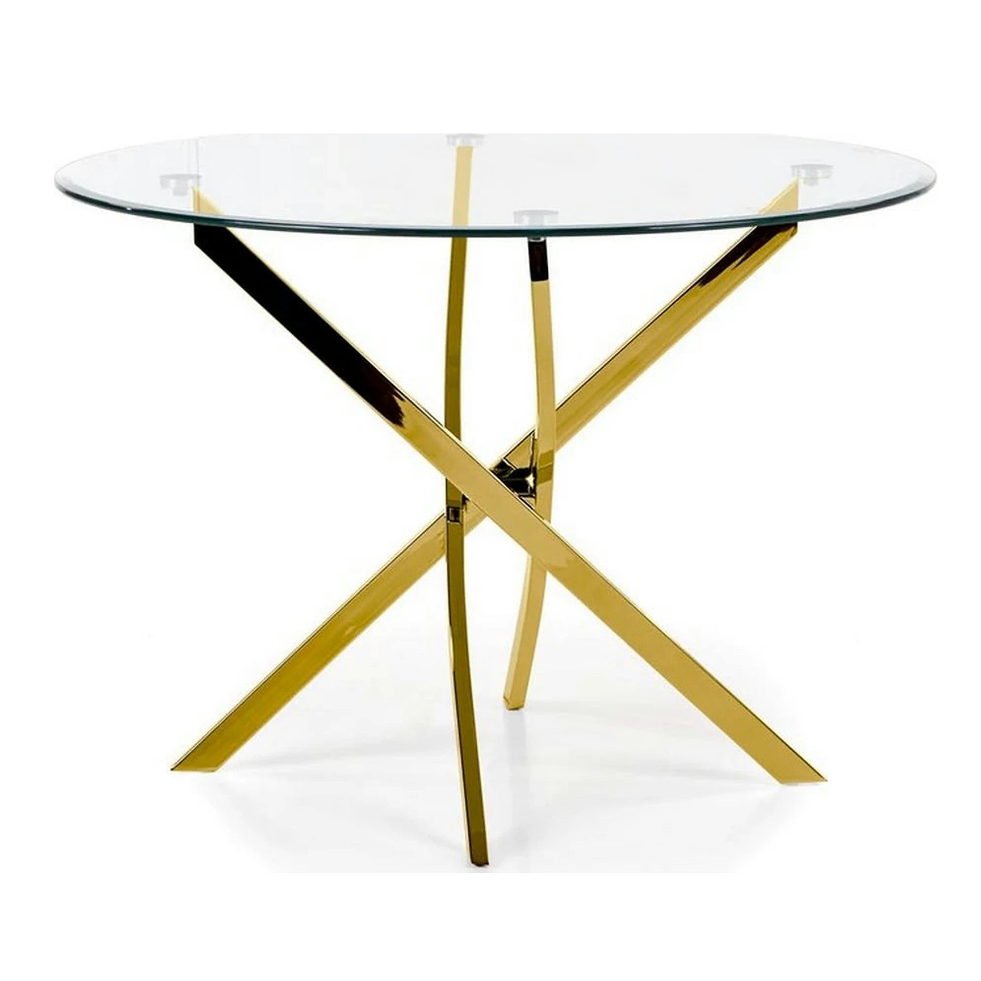Masa rotunda de sticla RAYMOND, auriu, 100x73 cm