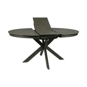Masa rotunda extensibila 120 cm PORTO, gri inchis/negru mat, sticla securizata/metal