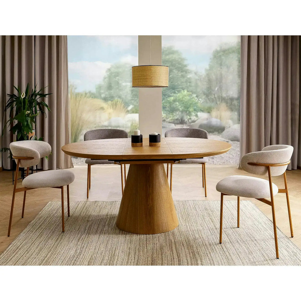 Masa rotunda extensibila living ANGEL II, stejar, 120/160x120x75 cm