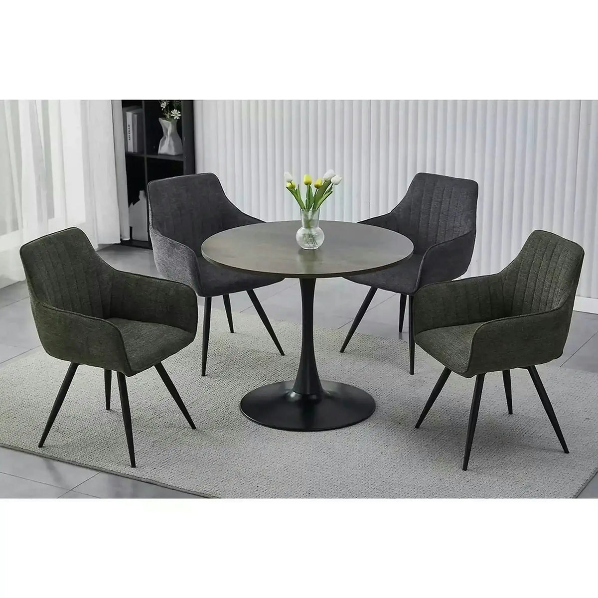 Masa rotunda lemn bucatarie AMADEO II, nuc/negru mat, 90x76 cm