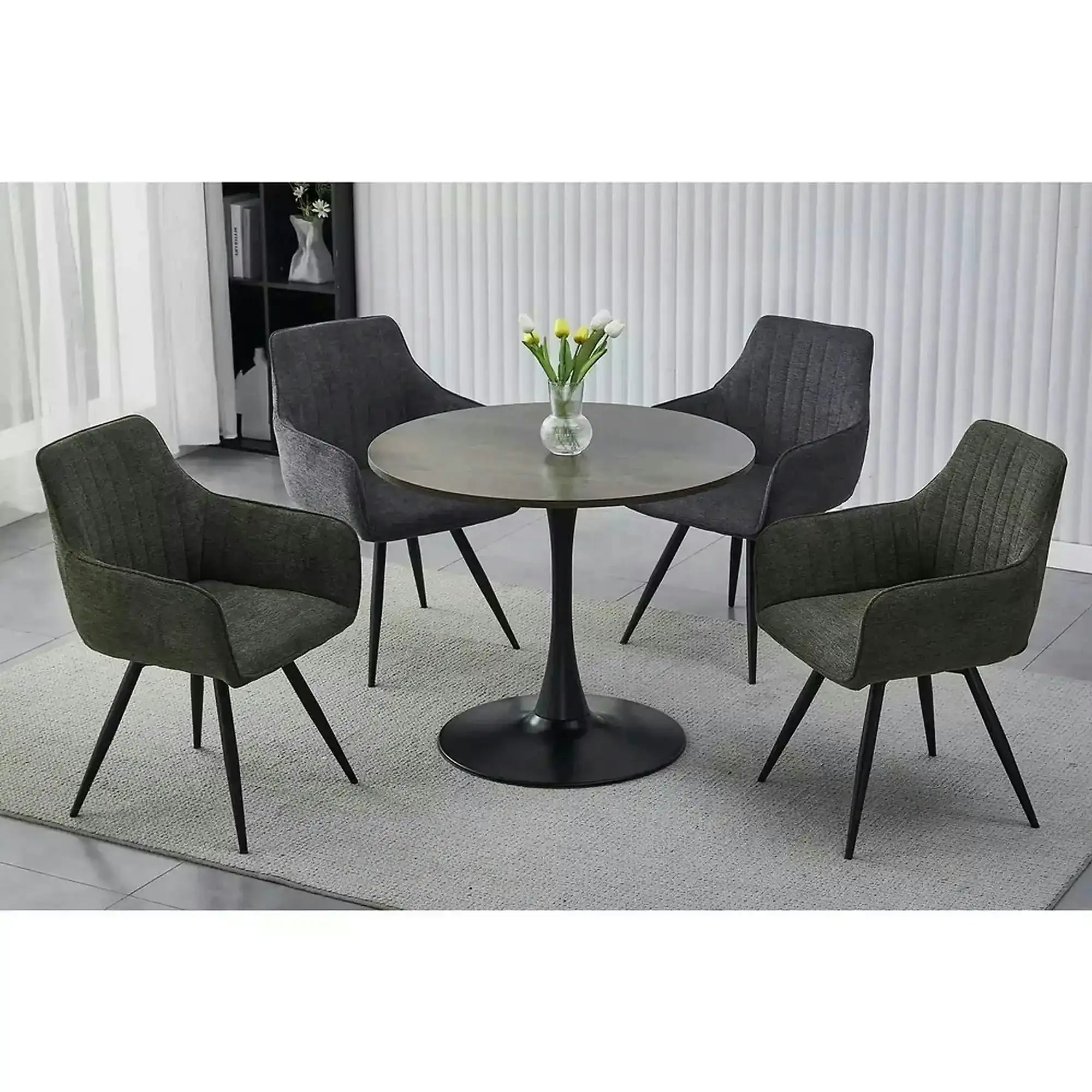 Masa rotunda lemn bucatarie AMADEO II, nuc/negru mat, 90x76 cm