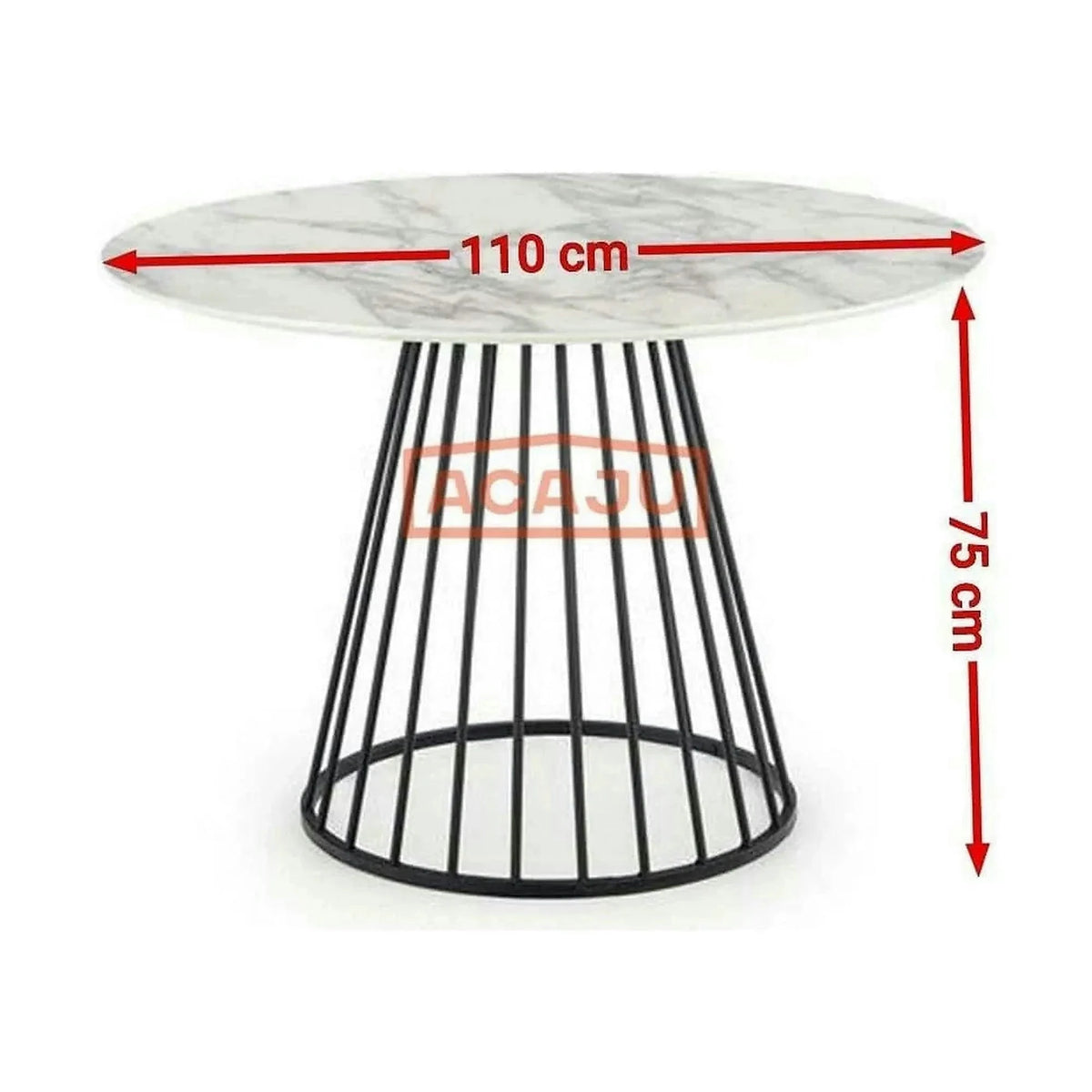Masa rotunda sufragerie BRODWAY, alb cu efect de marmura, 110x110x75 cm